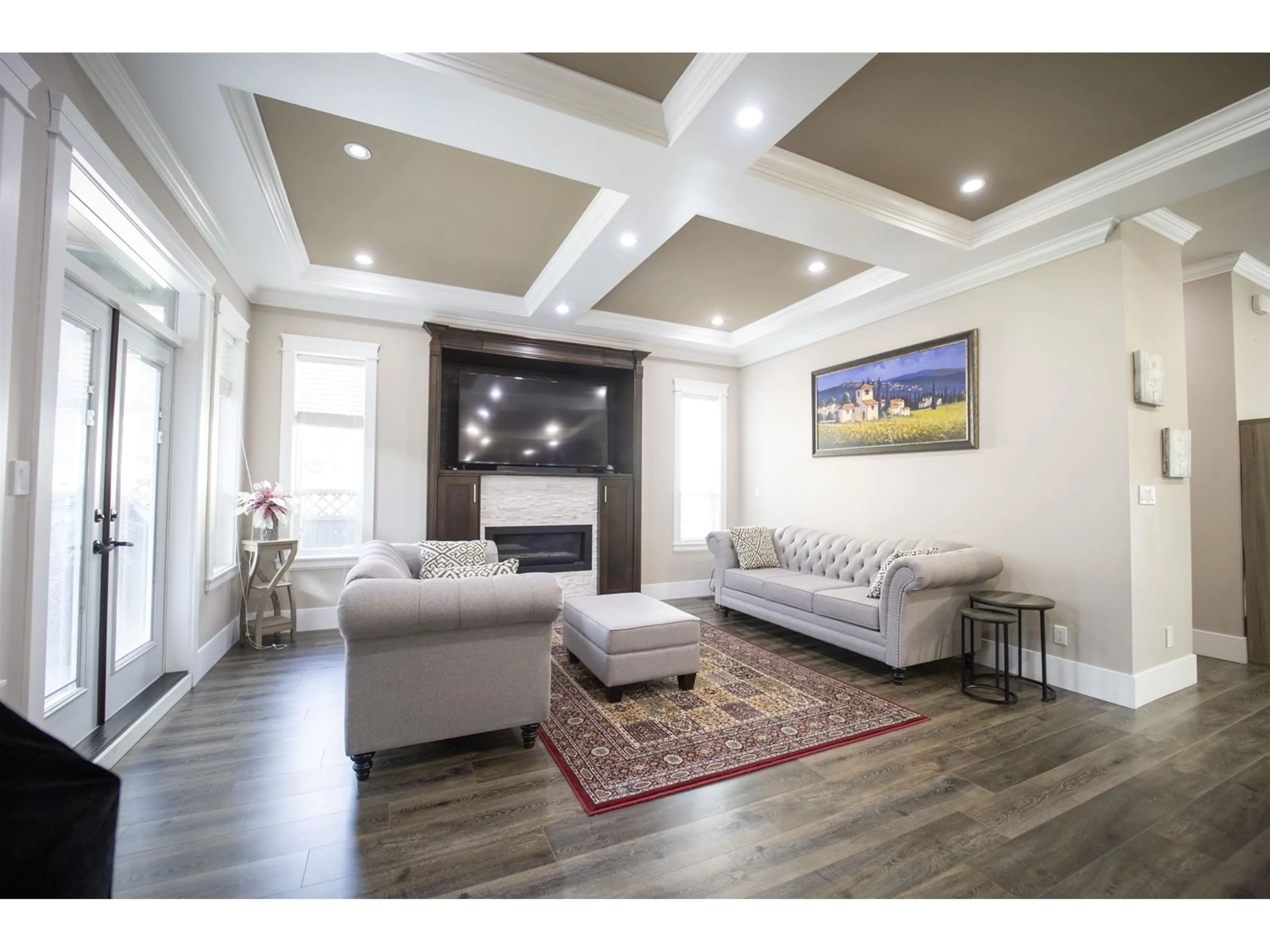 Living room with furniture, wood/laminate floor for 20940 80A, Langley British Columbia V2Y0R3