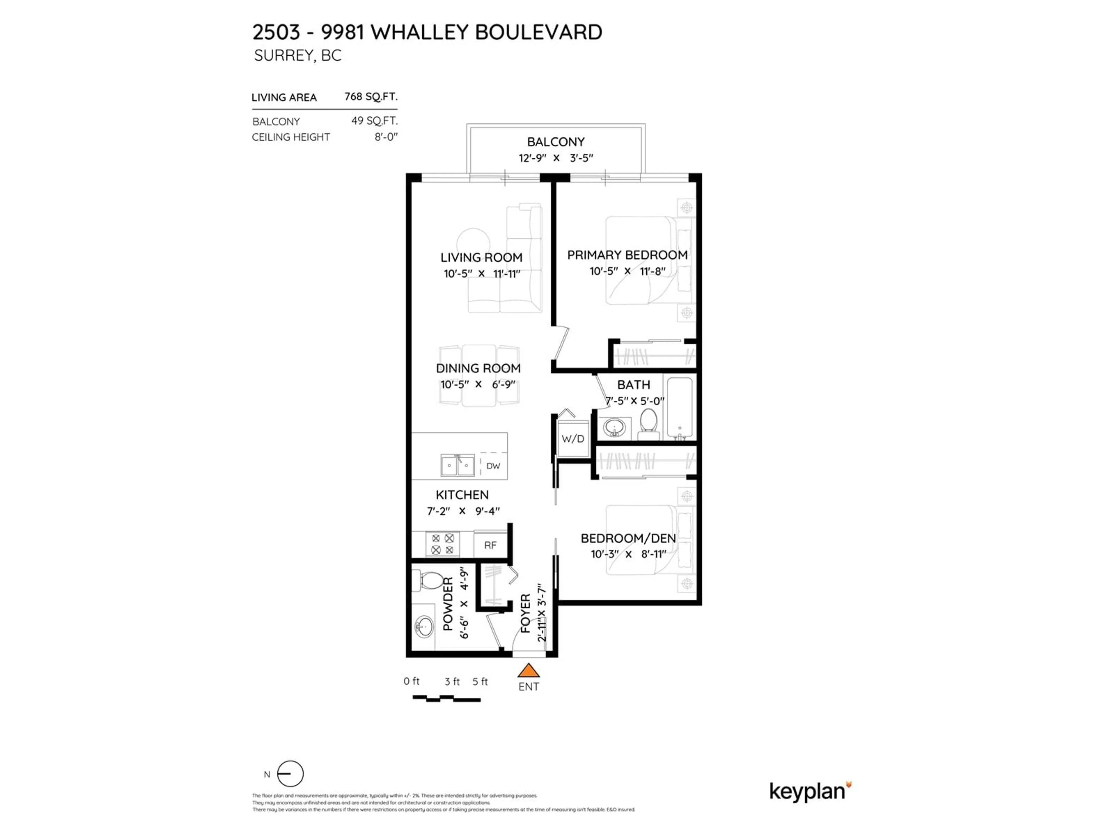 Floor plan for 2503 - 9981 WHALLEY, Surrey British Columbia V3T0G6