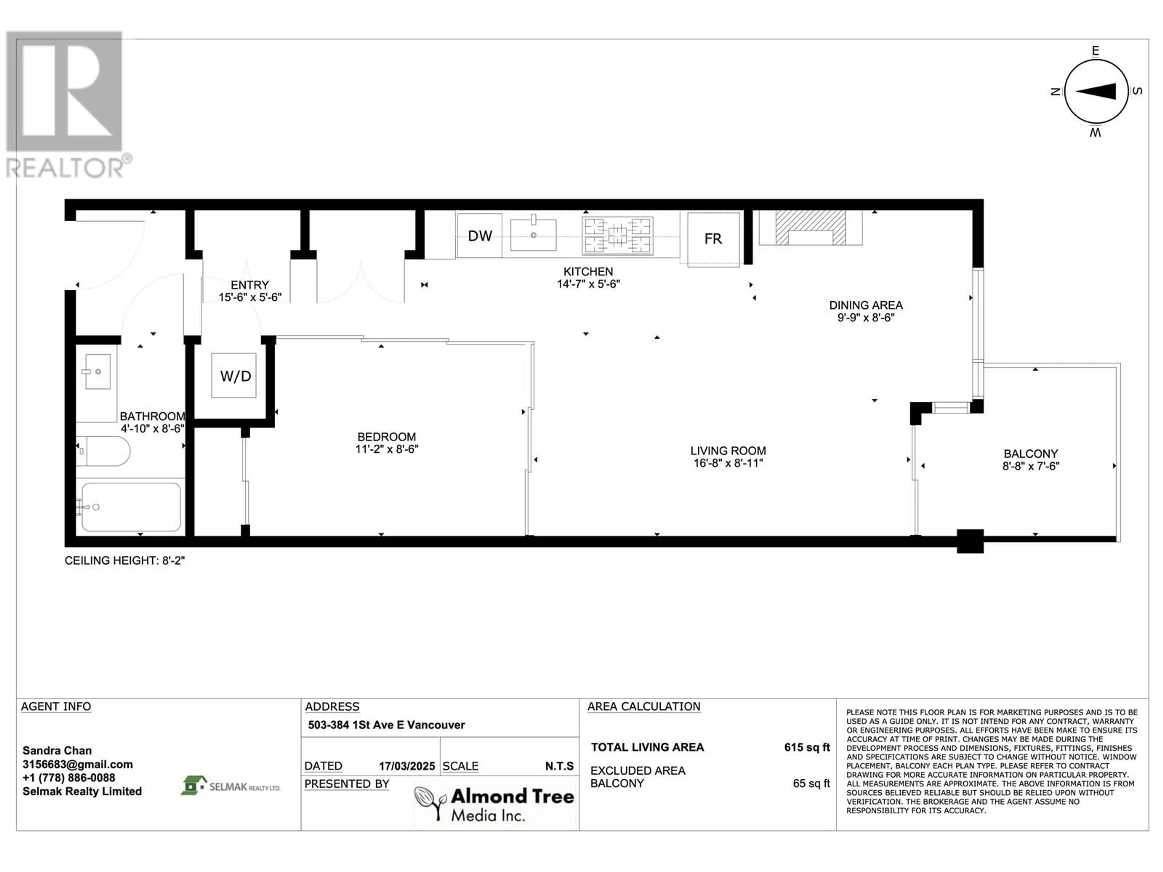 Floor plan for 503 - 384 1ST AVENUE, Vancouver British Columbia V5T0G5