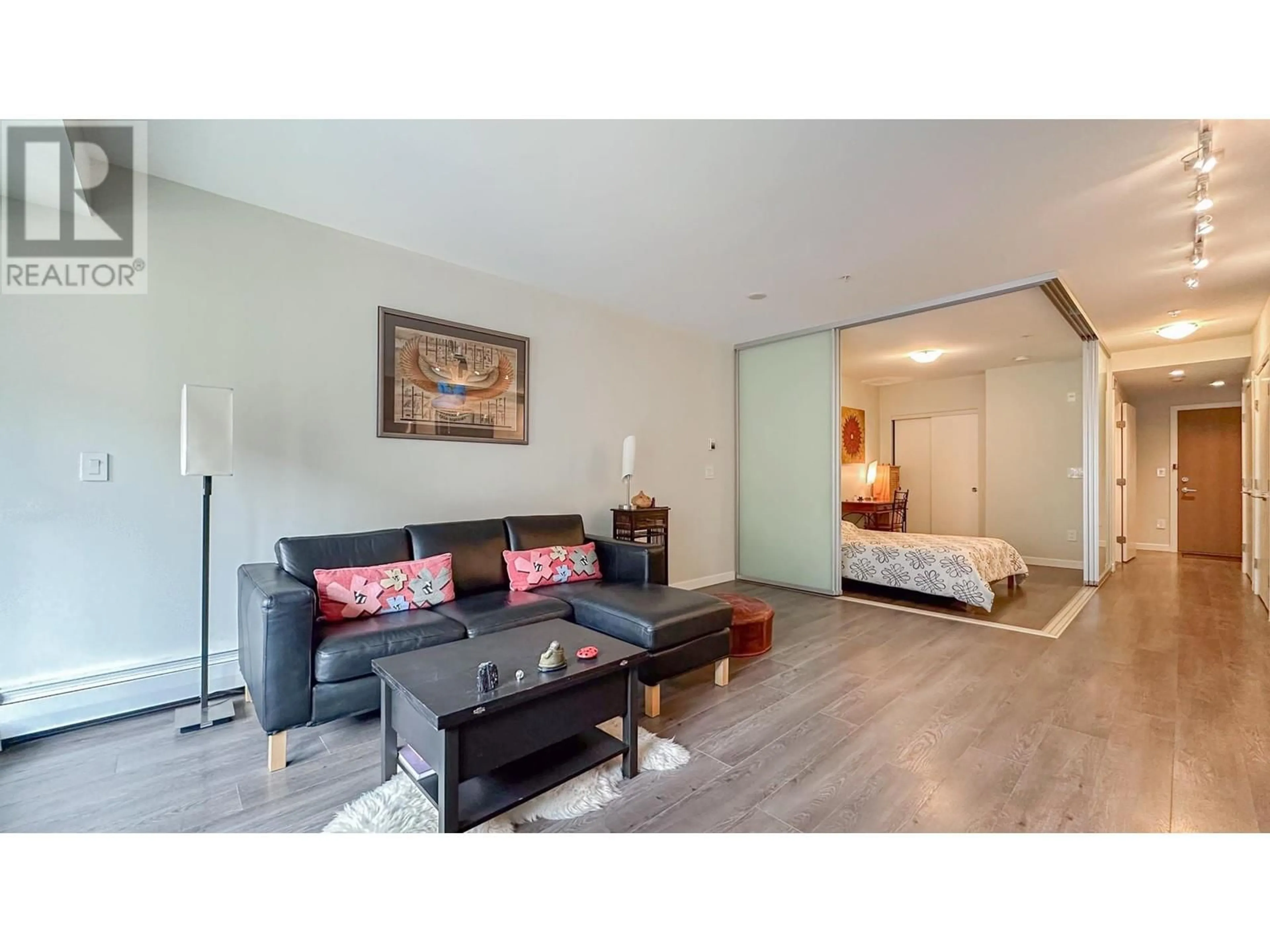 Living room with furniture, wood/laminate floor for 503 - 384 1ST AVENUE, Vancouver British Columbia V5T0G5