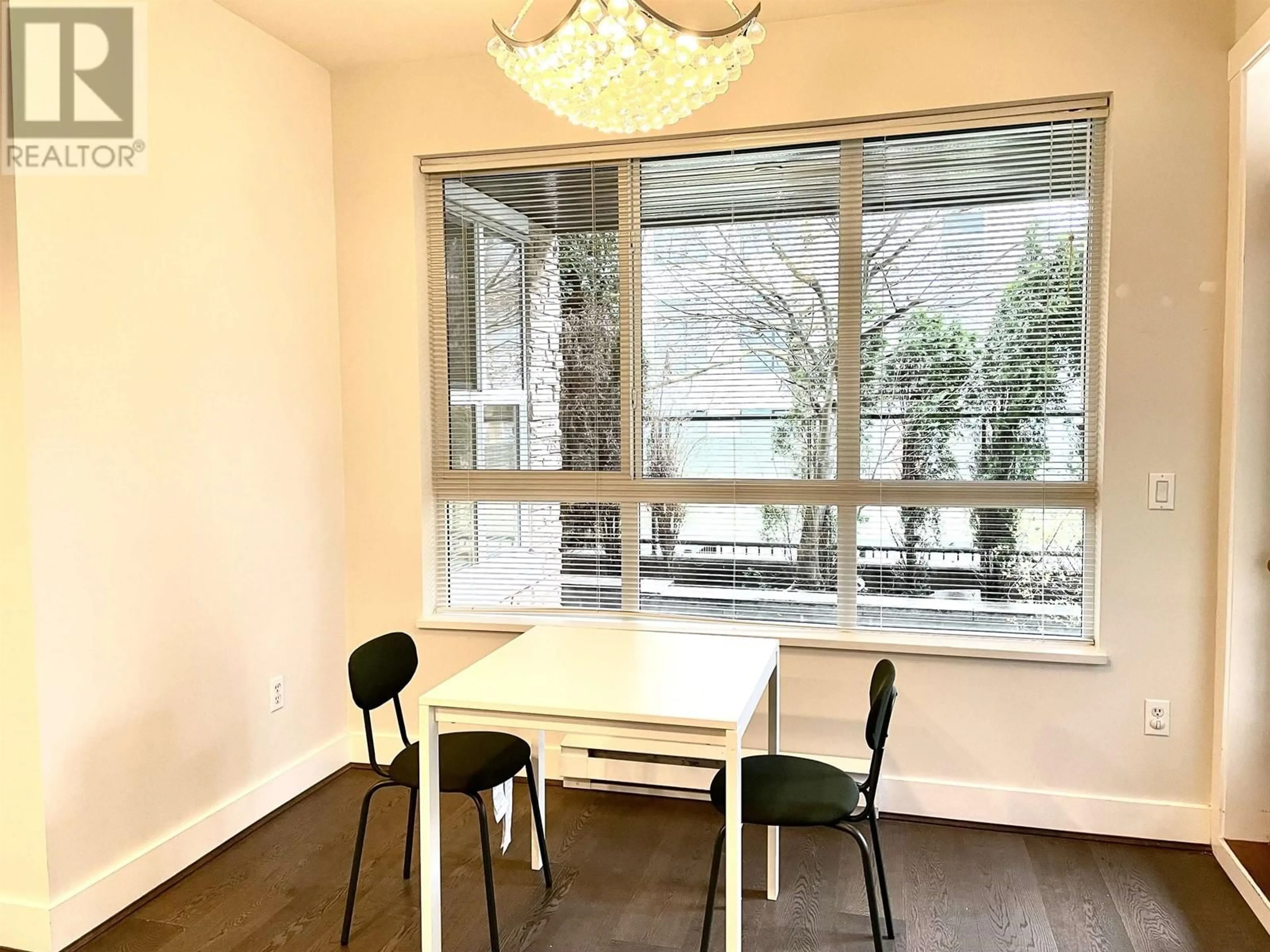Dining room, wood/laminate floor for 106 - 5928 BIRNEY AVENUE, Vancouver British Columbia V6S0B5
