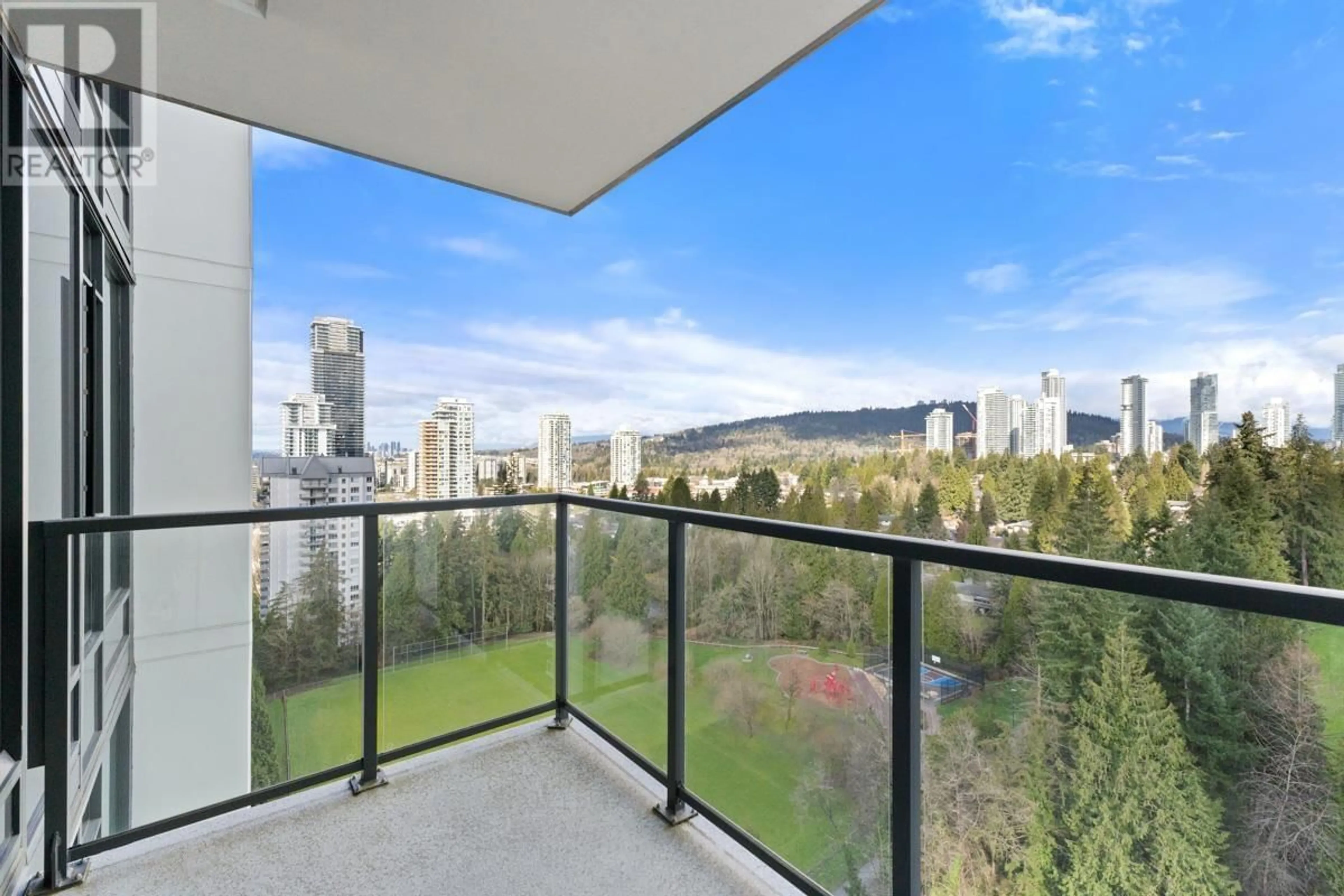 Balcony in the apartment, city buildings view from balcony for 1702 - 585 AUSTIN AVENUE, Coquitlam British Columbia V3K0G6