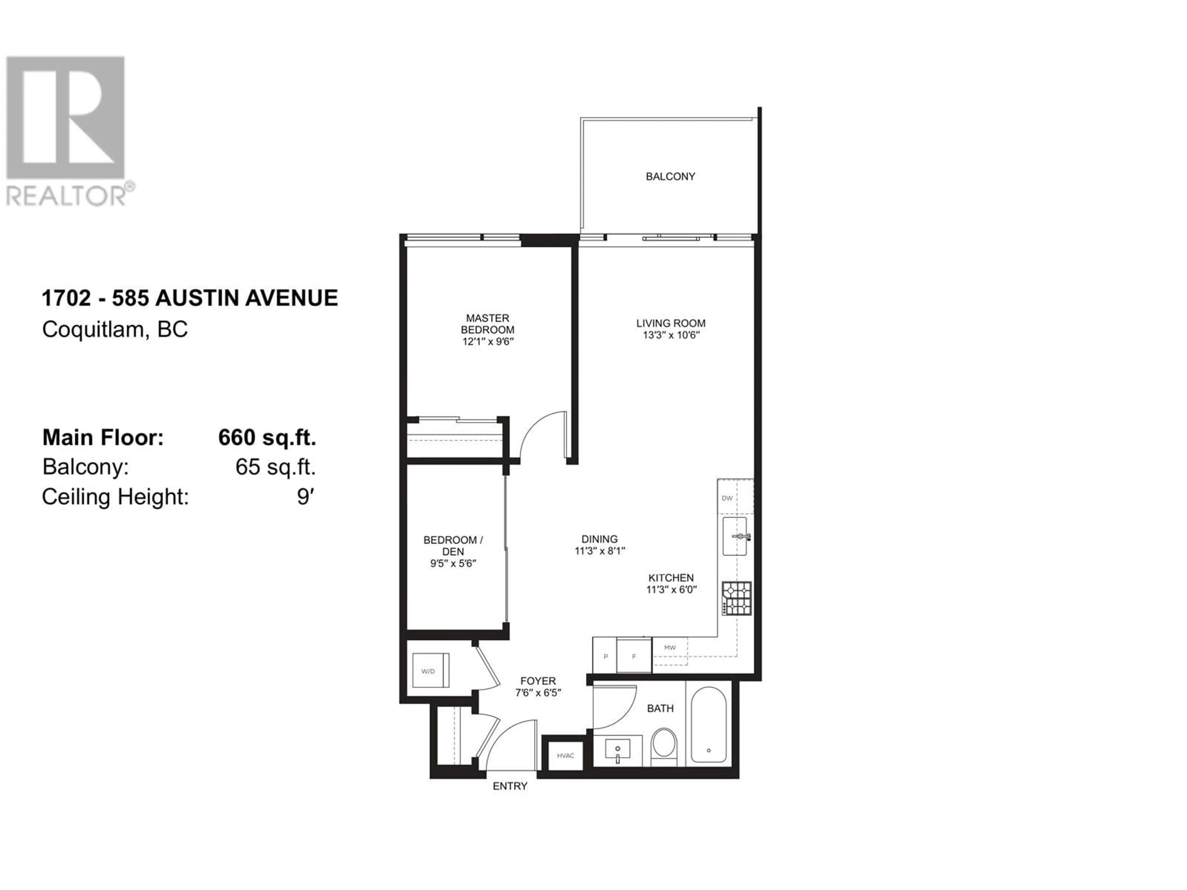 Floor plan for 1702 585 AUSTIN AVENUE, Coquitlam British Columbia V3K0G6