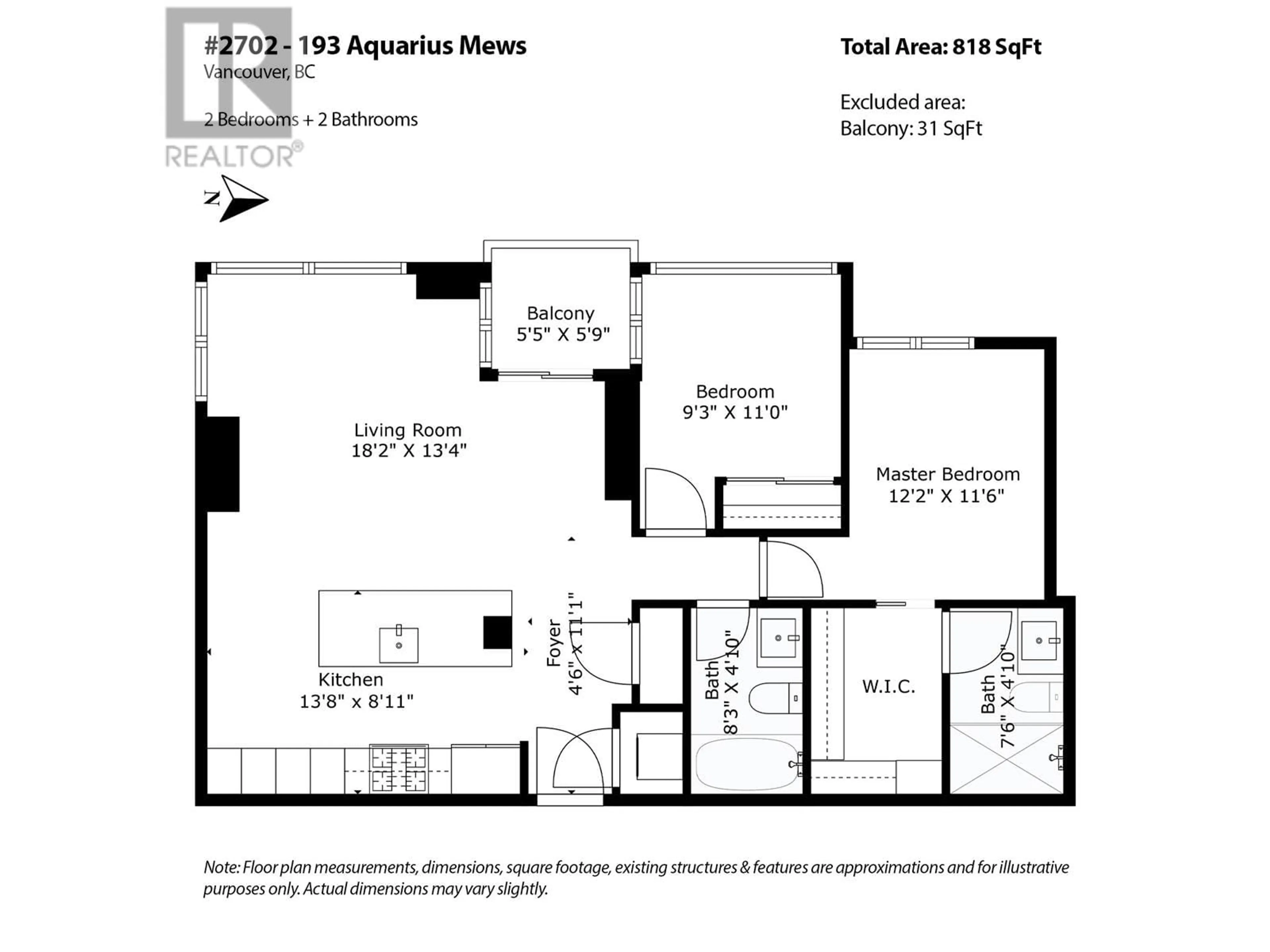 Floor plan for 2702 193 AQUARIUS MEWS, Vancouver British Columbia V6Z2Z2