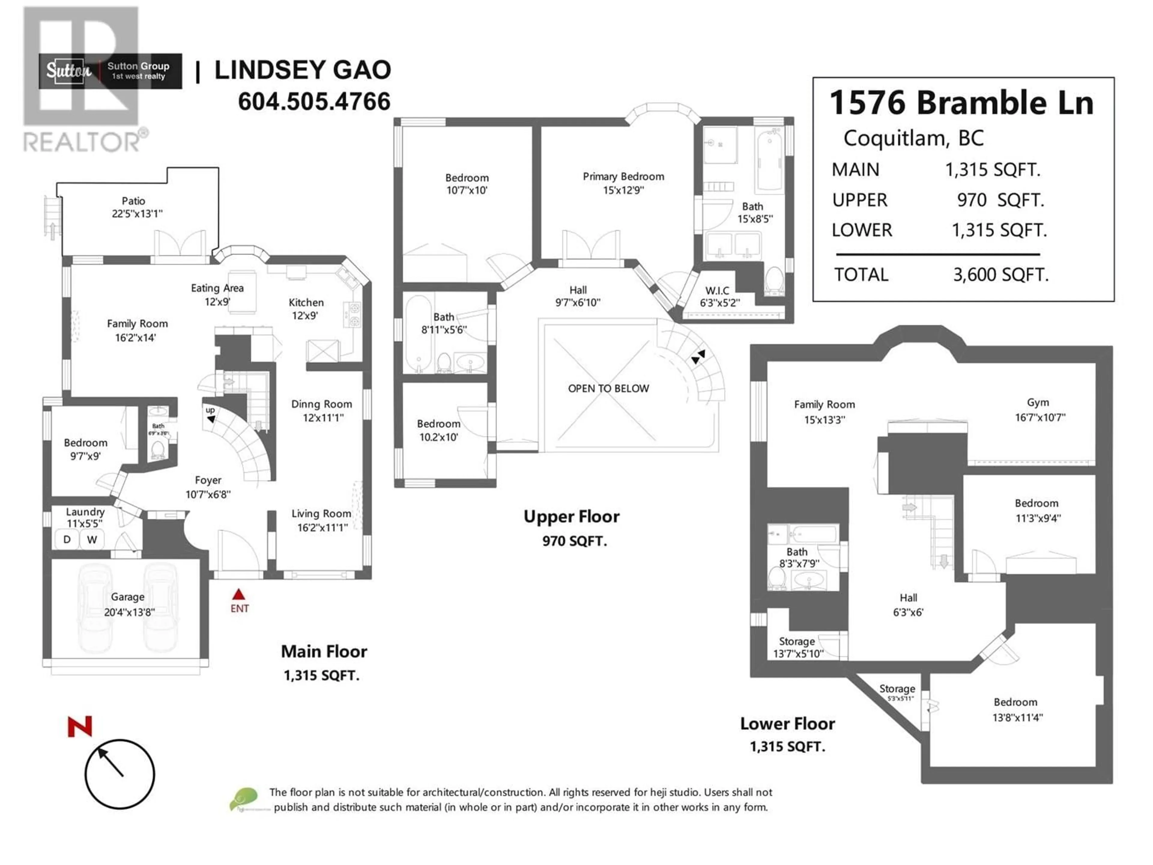 Floor plan for 1576 BRAMBLE LANE, Coquitlam British Columbia V3E2T5