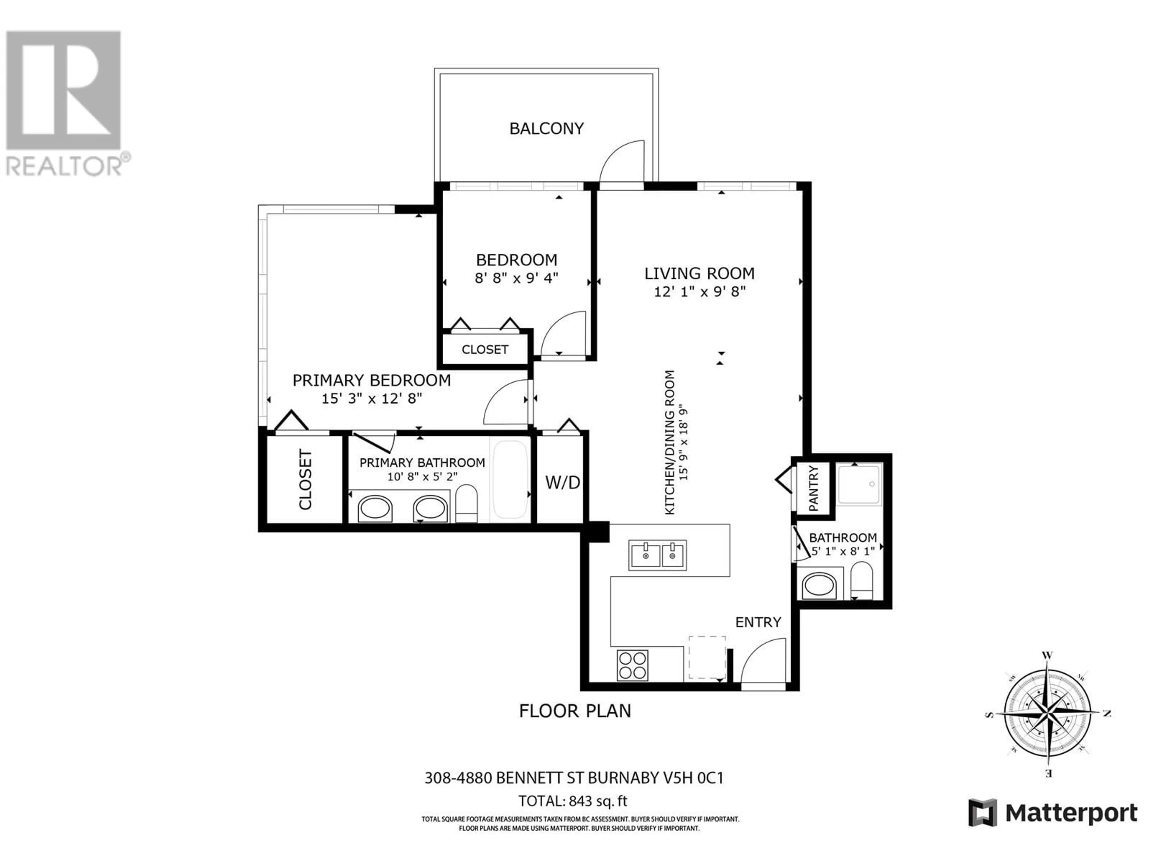 Floor plan for 308 - 4880 BENNETT STREET, Burnaby British Columbia V5H0C1