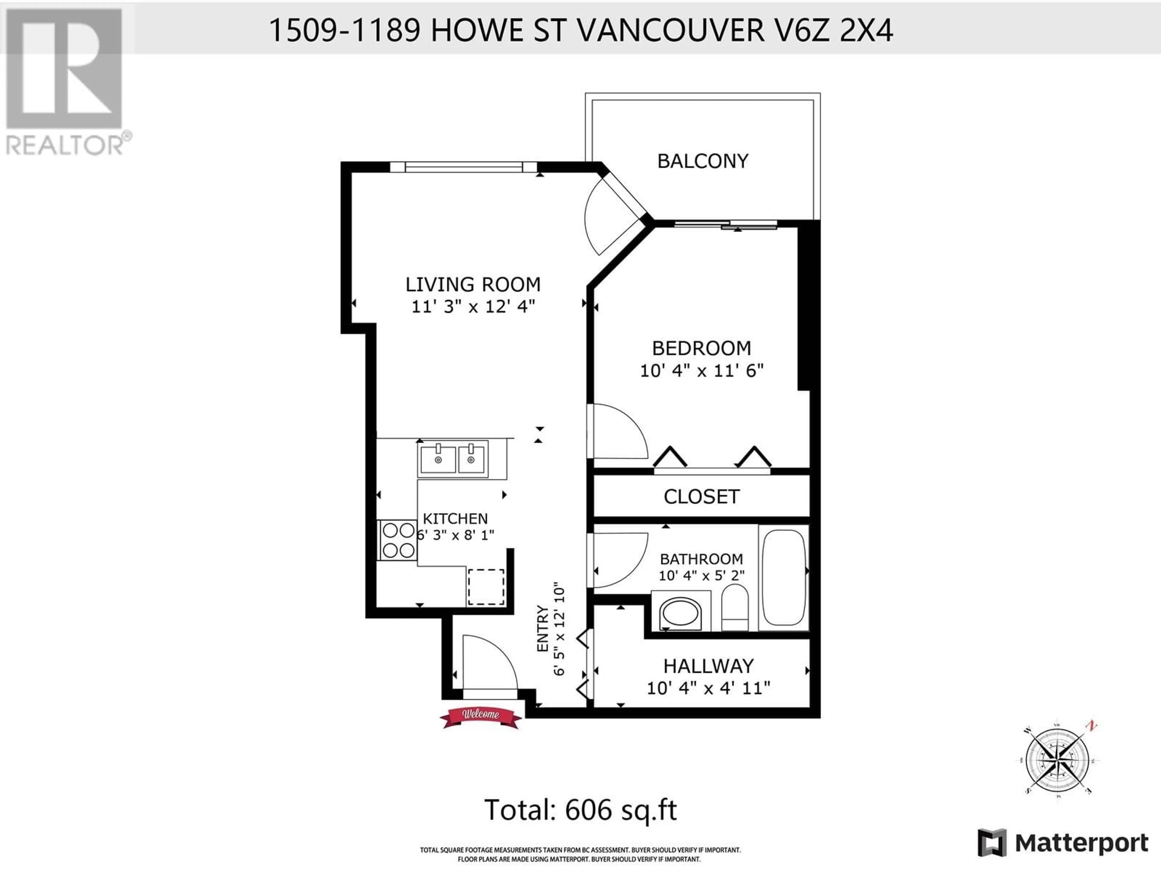Floor plan for 1509 - 1189 HOWE STREET, Vancouver British Columbia V6Z2X4