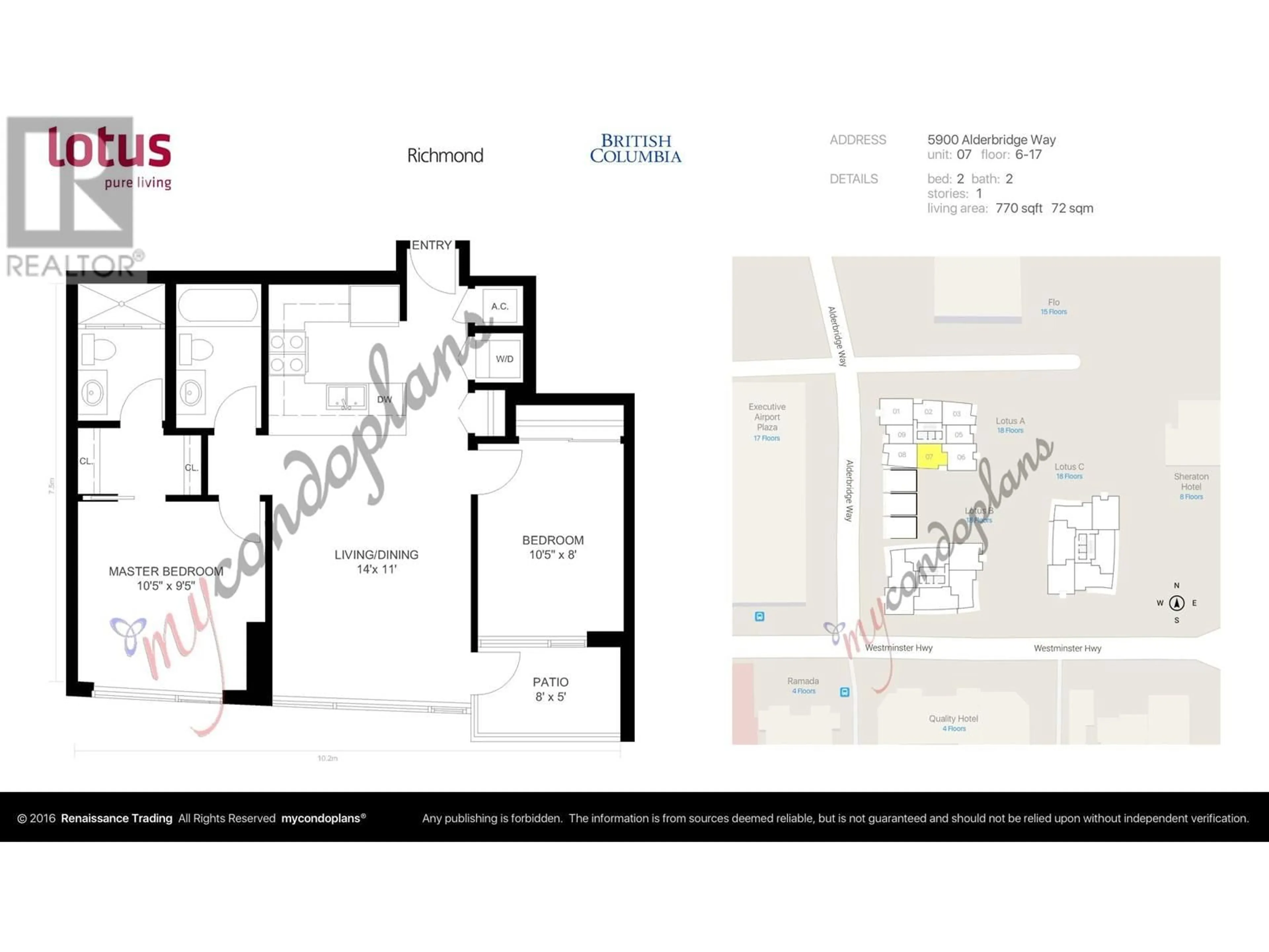 Floor plan for 1607 - 5900 ALDERBRIDGE WAY, Richmond British Columbia V6X0B6