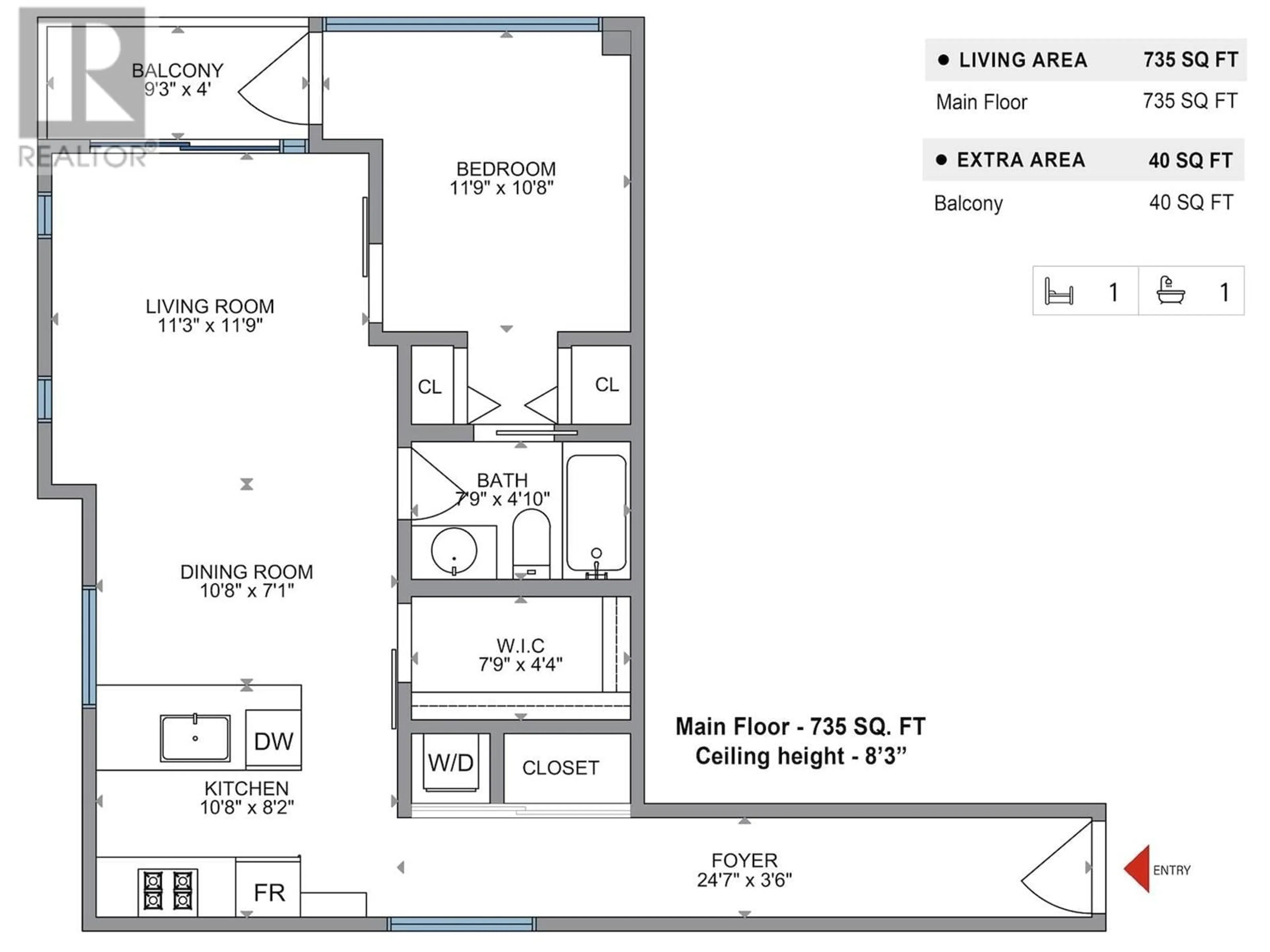 Floor plan for 406 - 1133 HOMER STREET, Vancouver British Columbia V6B0B1