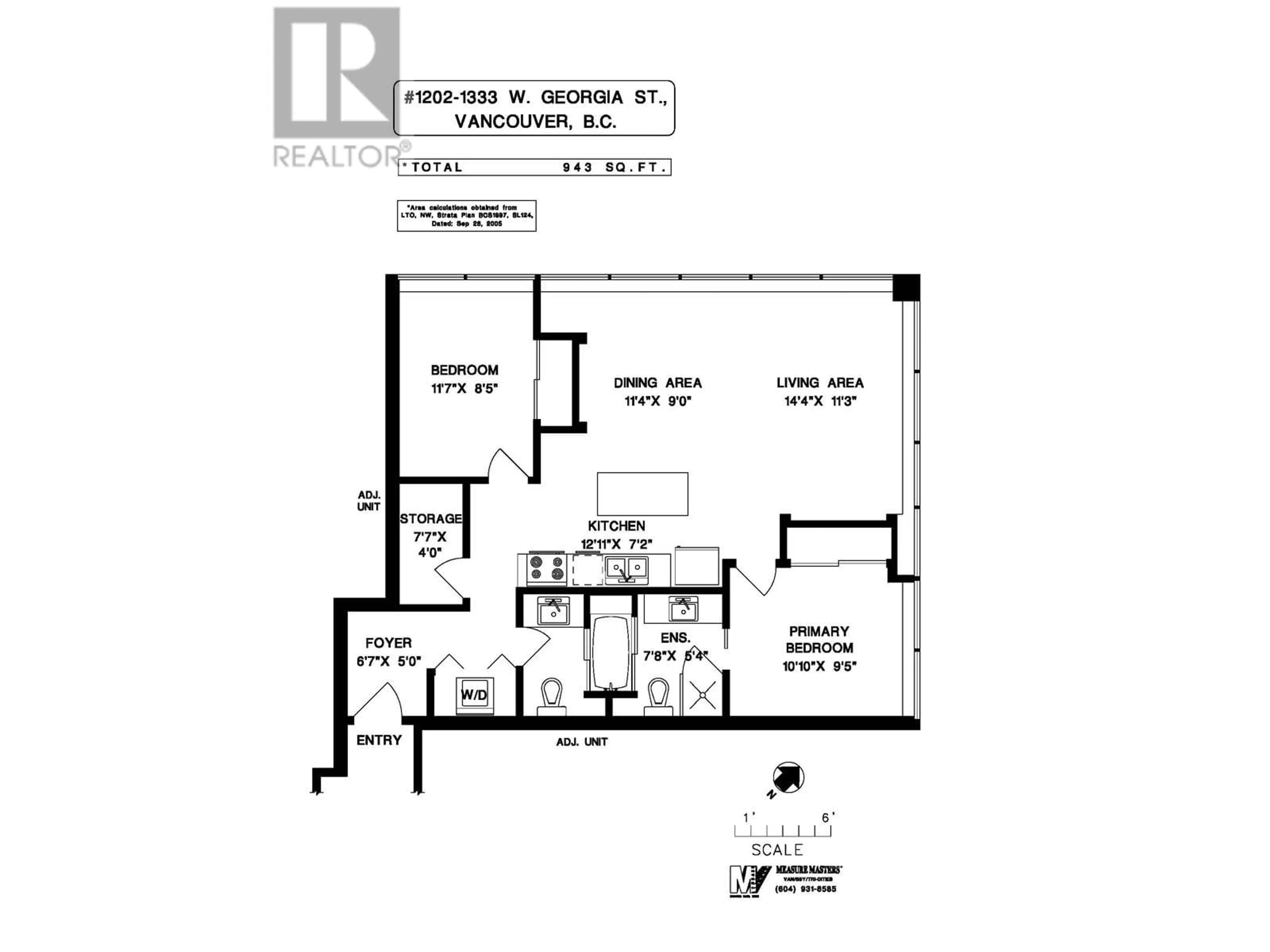 Floor plan for 1202 - 1333 GEORGIA STREET, Vancouver British Columbia V6E4V3
