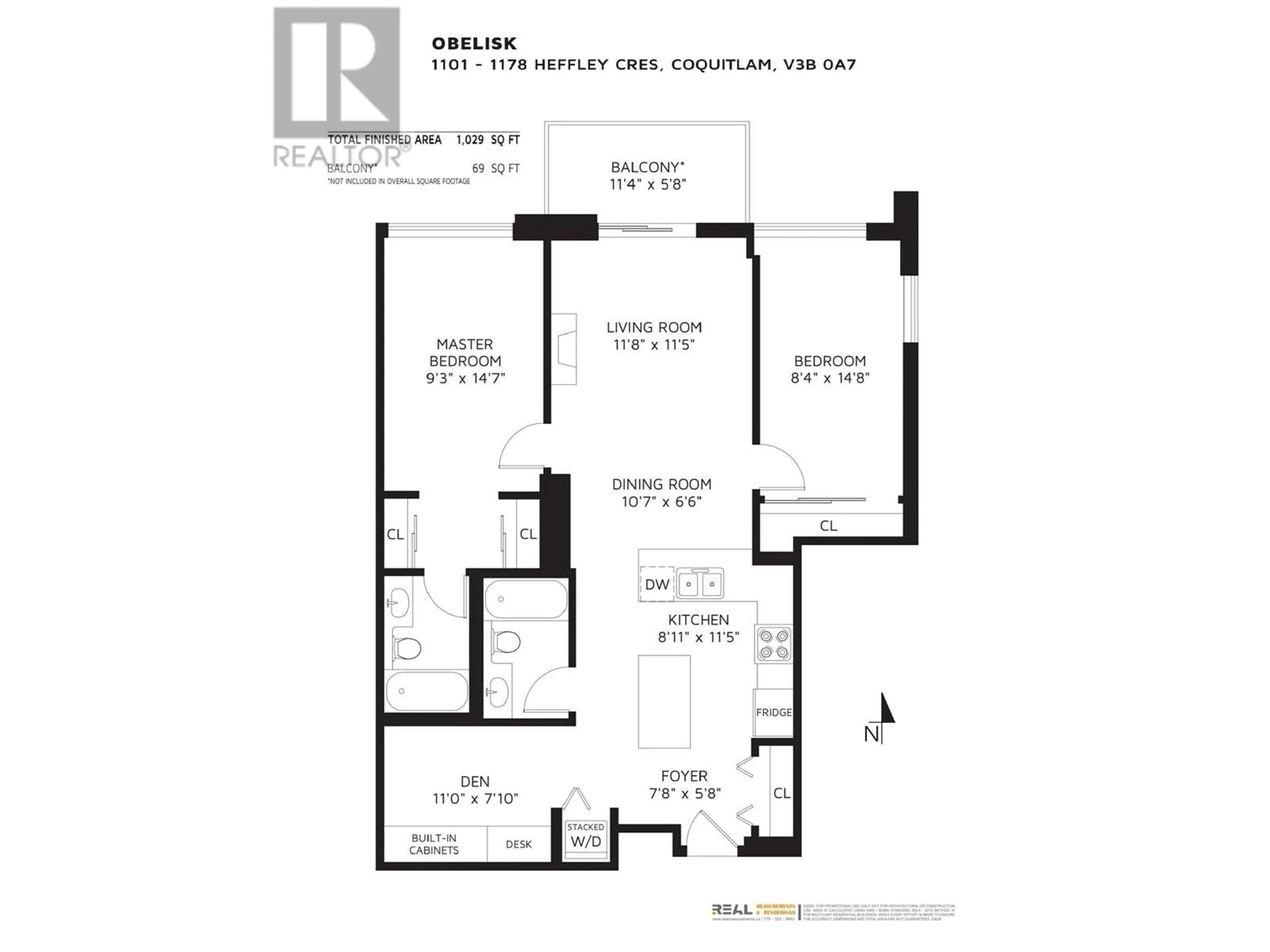 Floor plan for 1101 - 1178 HEFFLEY CRESCENT, Coquitlam British Columbia V3B0A7