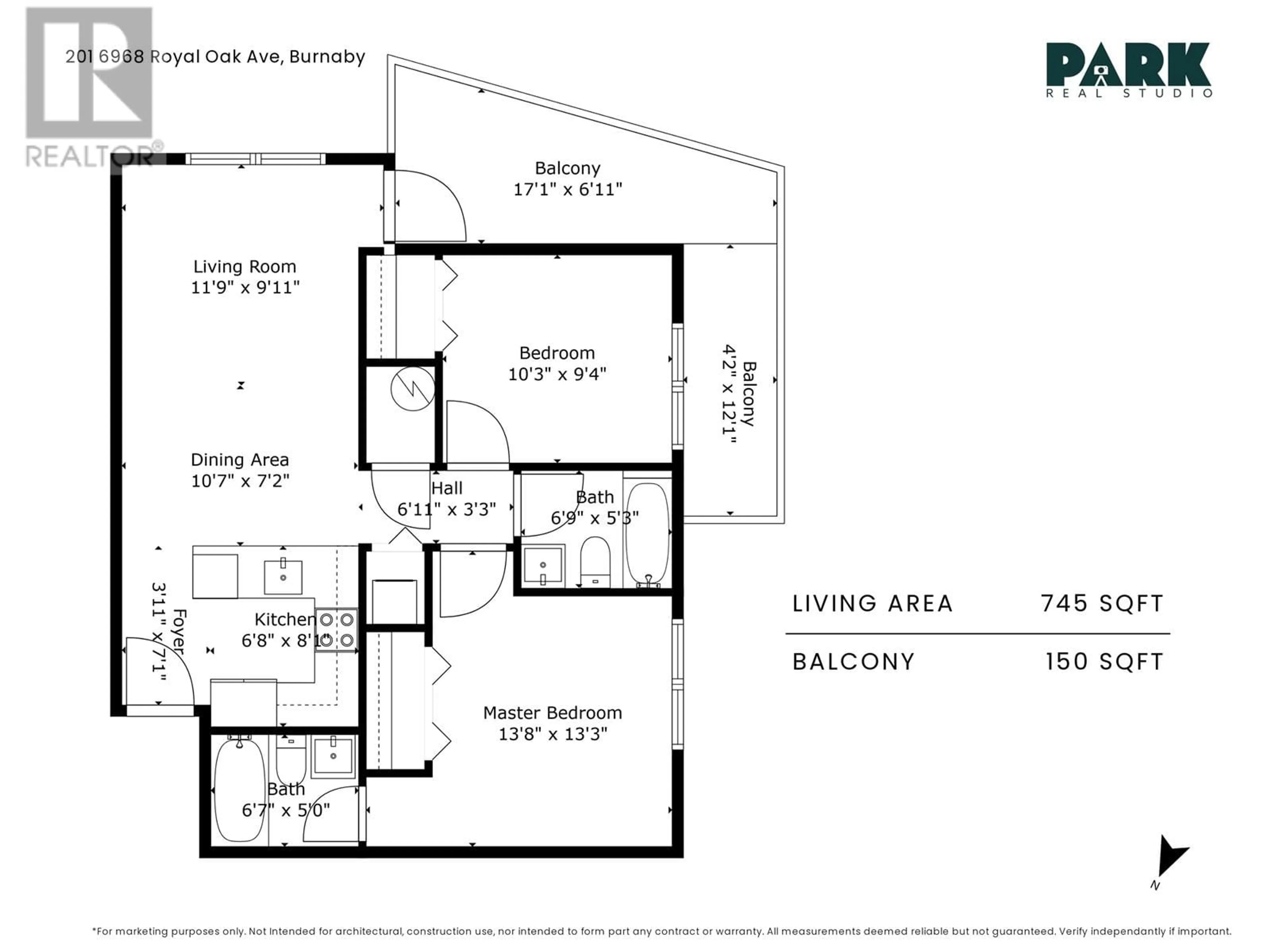 Floor plan for 201 - 6968 ROYAL OAK AVENUE, Burnaby British Columbia V5J4J2