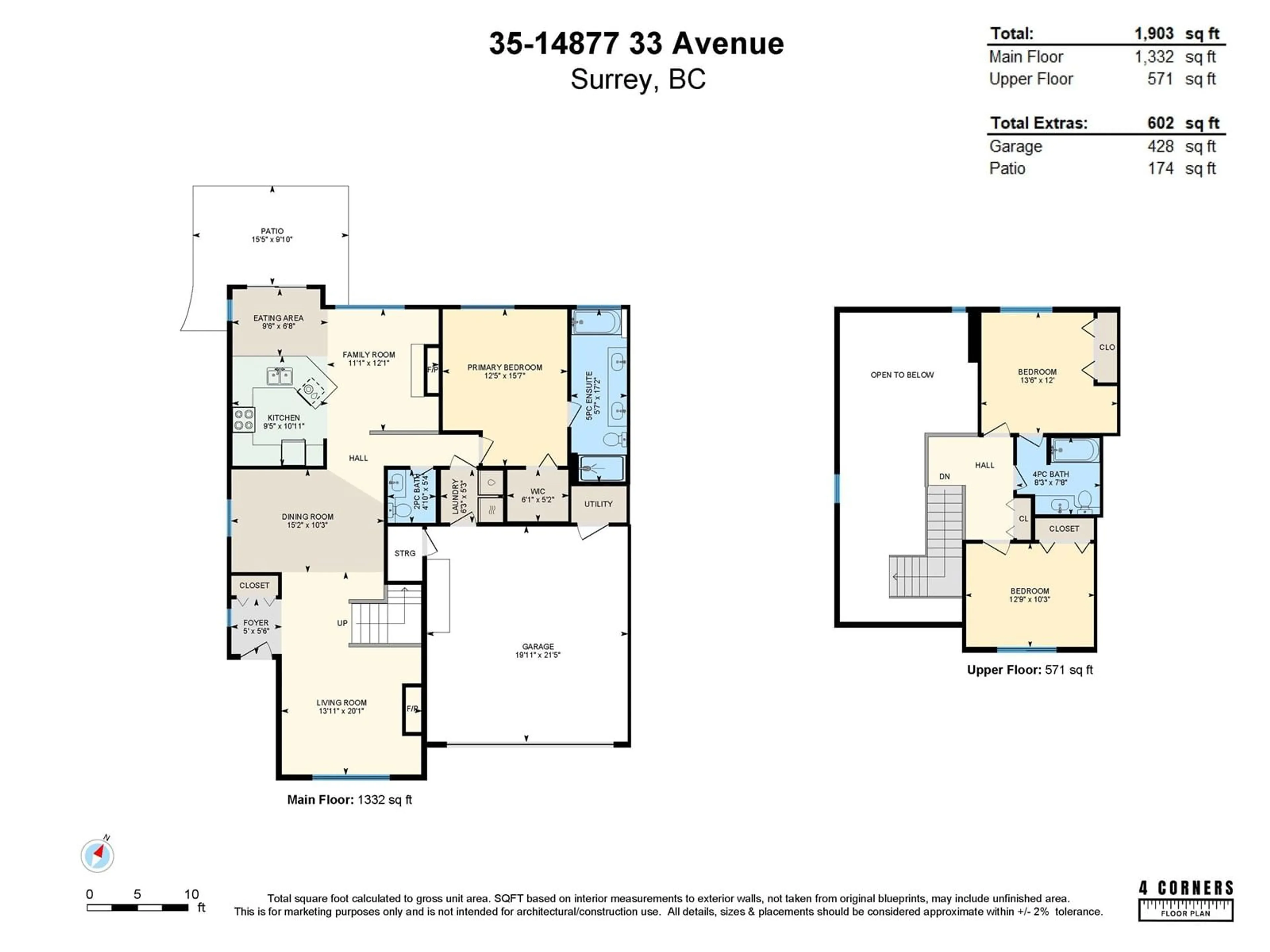 Floor plan for 35 - 14877 33, Surrey British Columbia V4P3A3