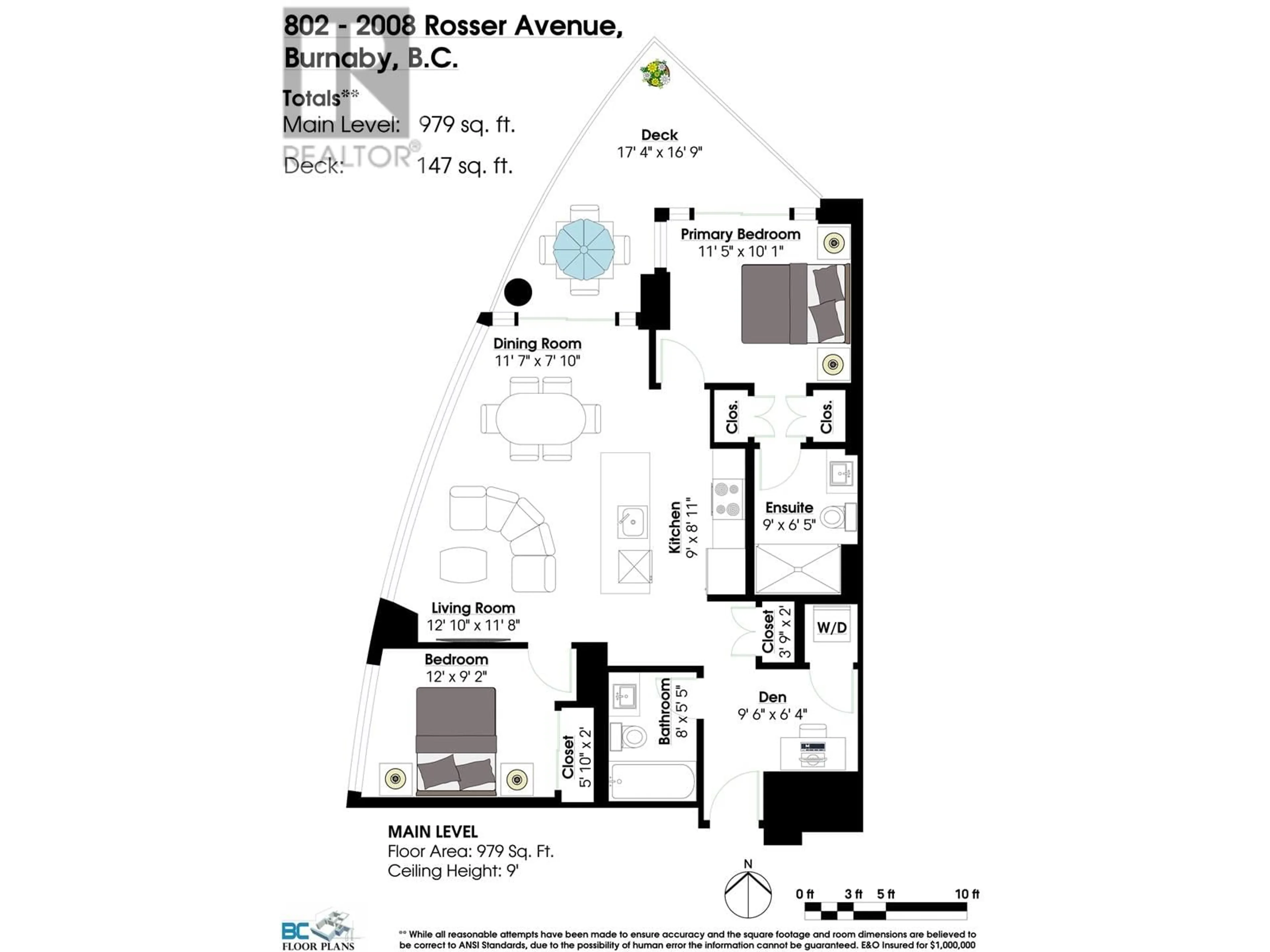 Floor plan for 802 - 2008 ROSSER AVENUE, Burnaby British Columbia V5C0H8