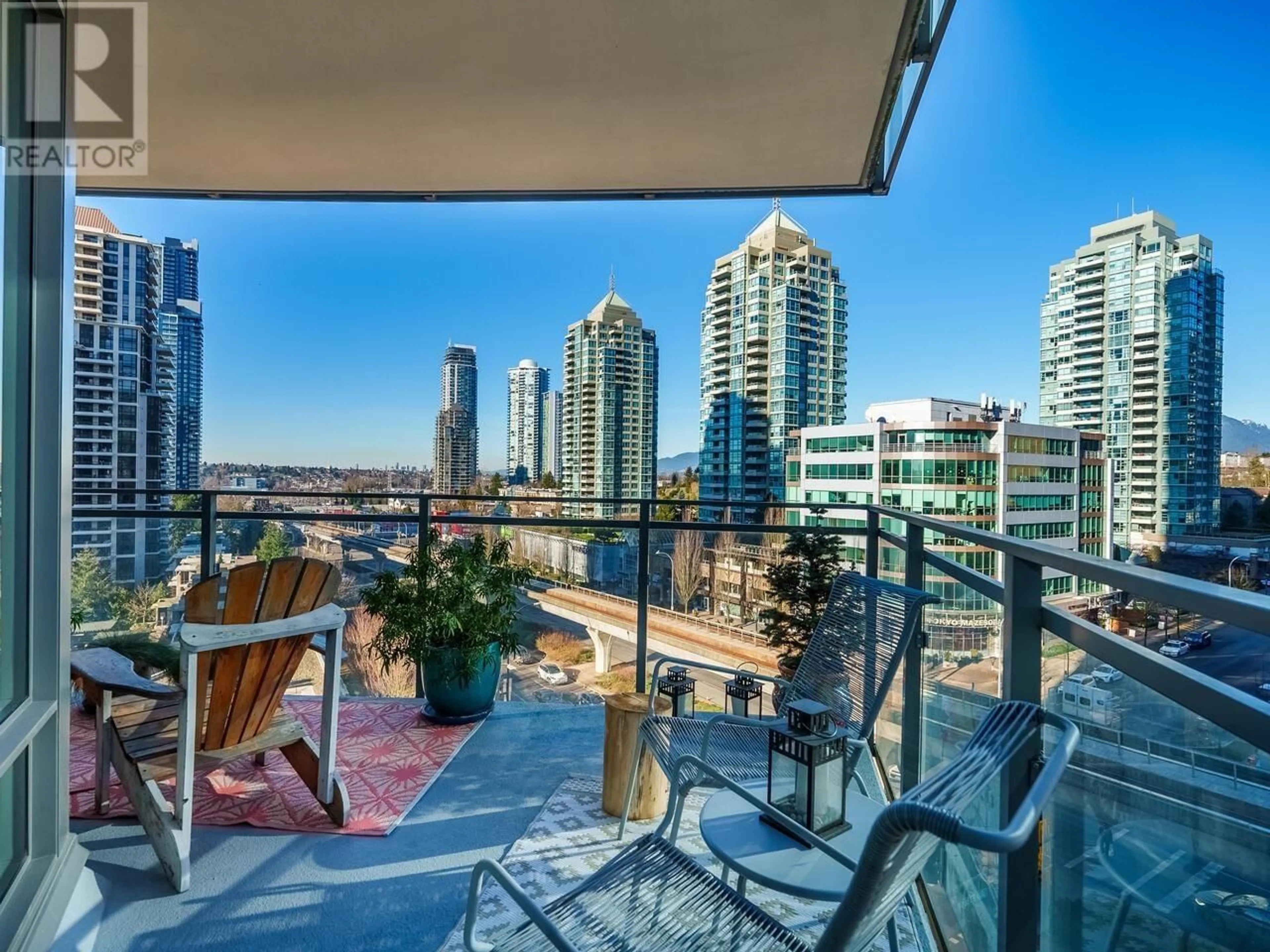 Balcony in the apartment, city buildings view from balcony for 802 - 2008 ROSSER AVENUE, Burnaby British Columbia V5C0H8