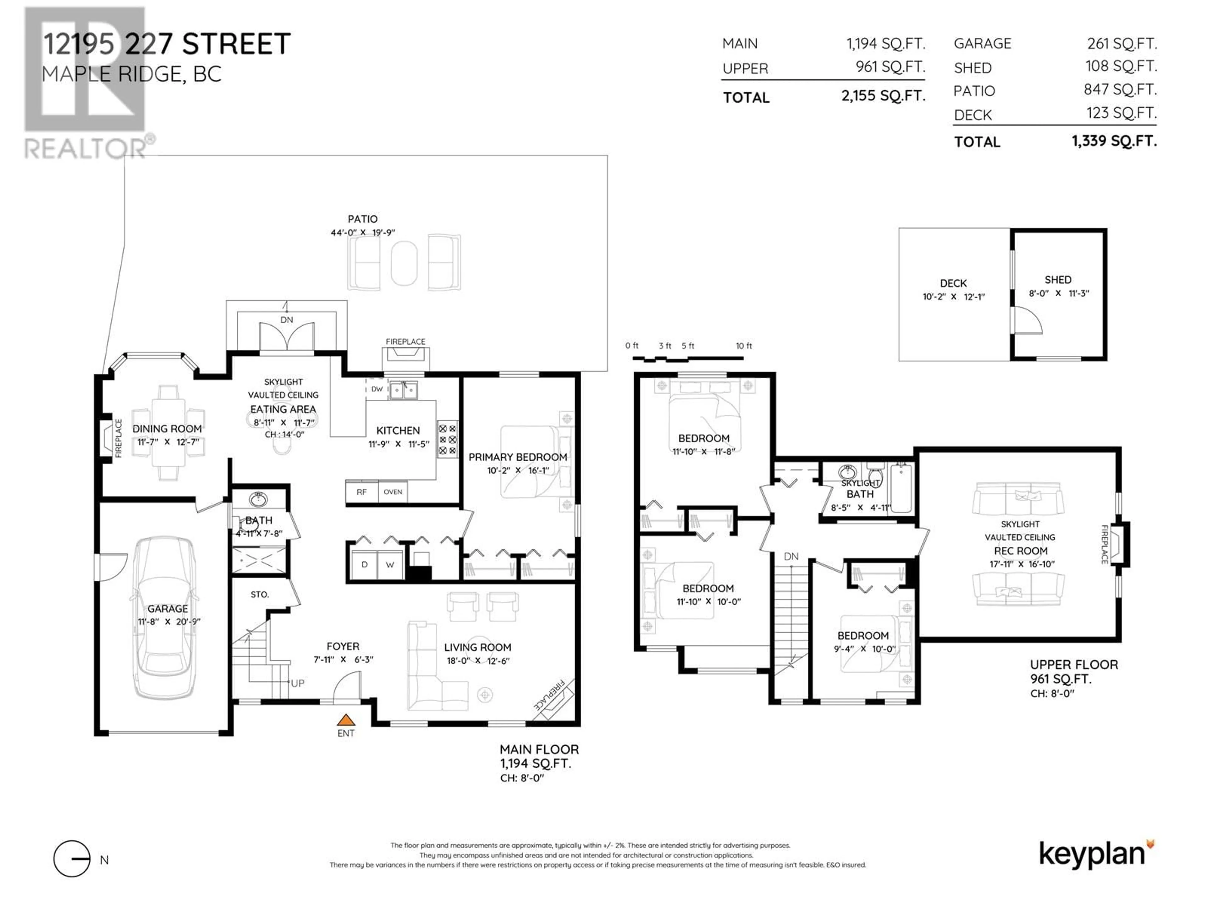 Floor plan for 12195 227 STREET, Maple Ridge British Columbia V2X6J6