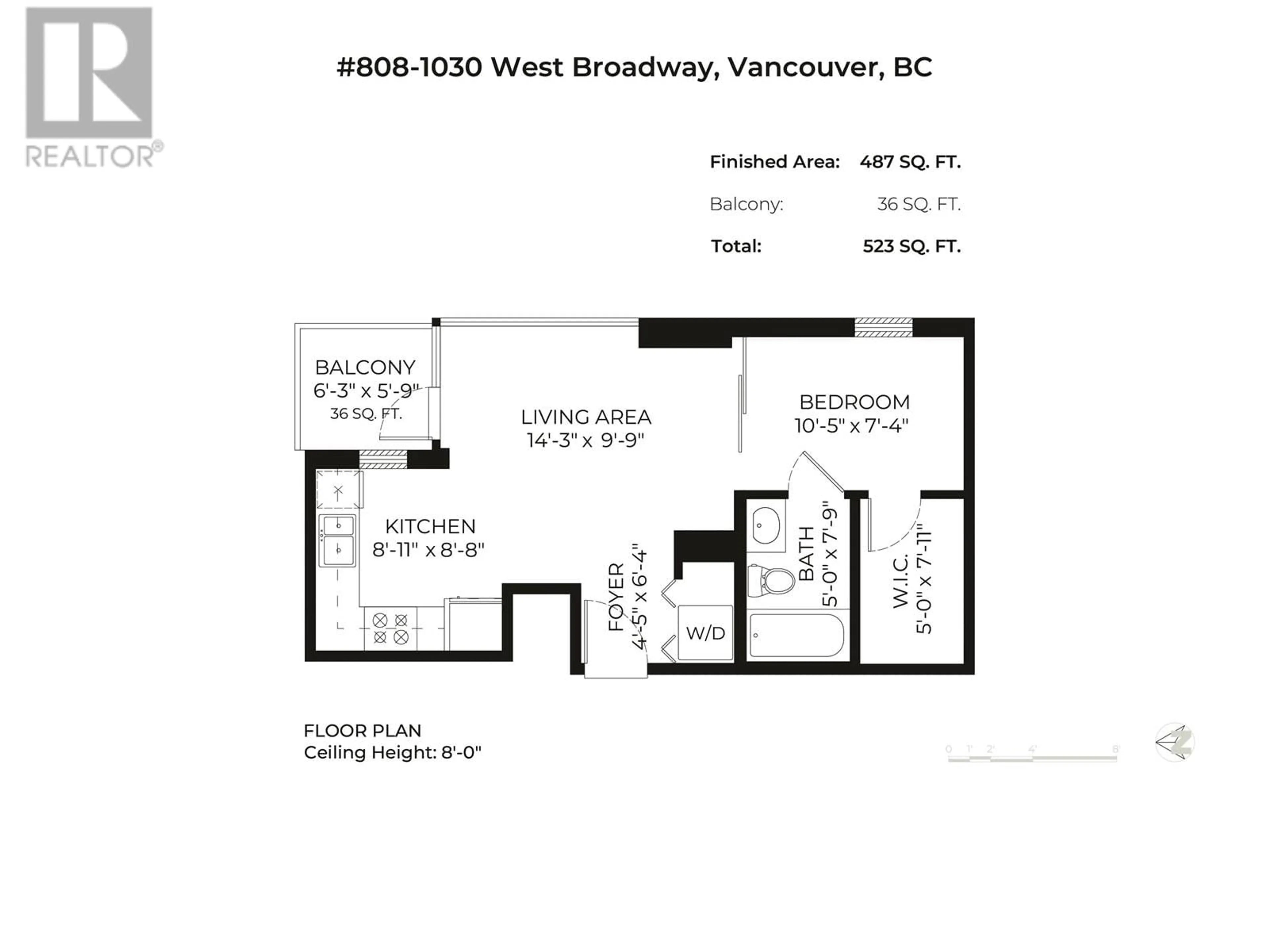 Floor plan for 808 - 1030 BROADWAY AVENUE, Vancouver British Columbia V6H4J5