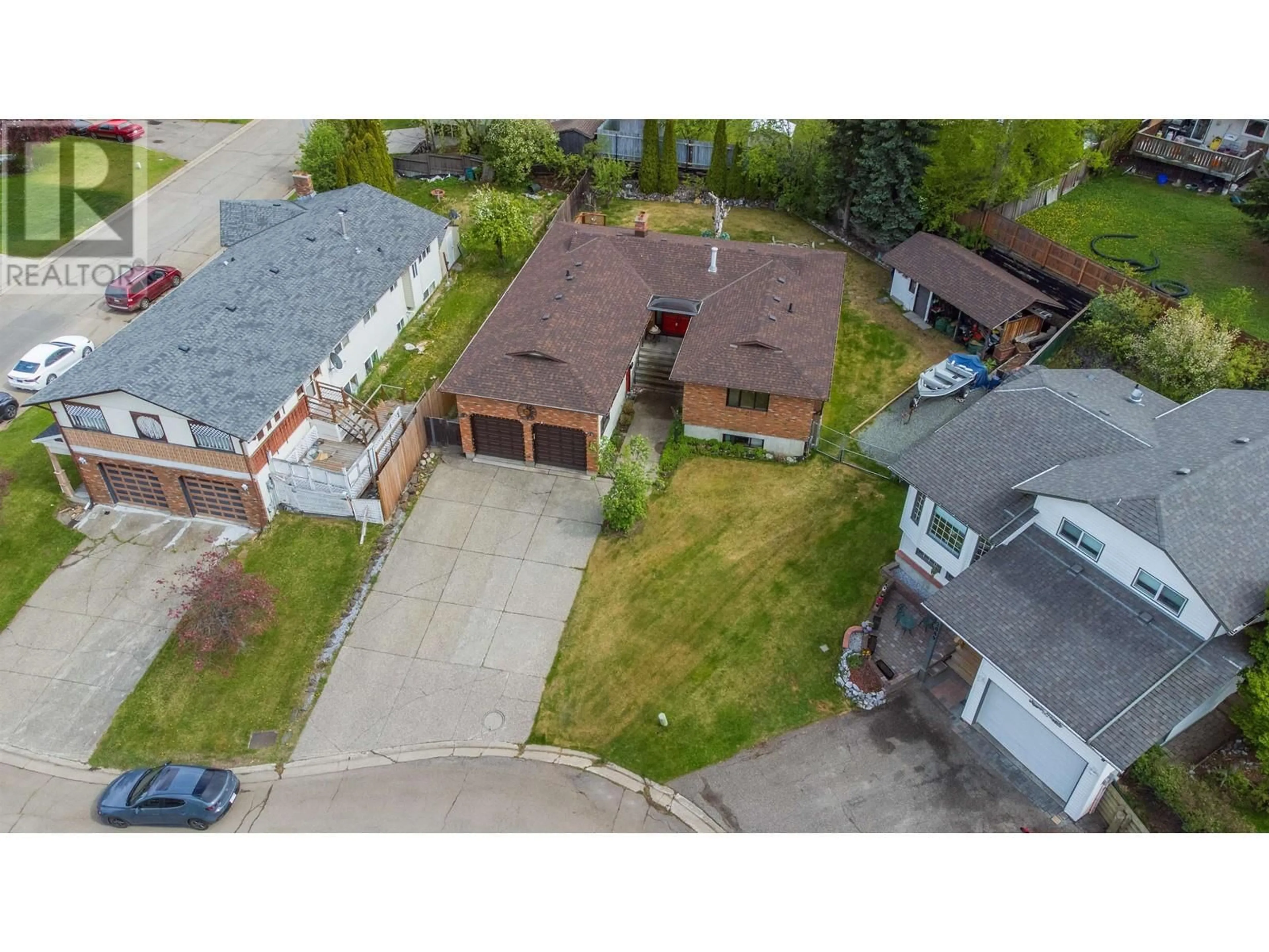 A pic from outside/outdoor area/front of a property/back of a property/a pic from drone, street for 2881 CALHOUN PLACE, Prince George British Columbia V2N5J5