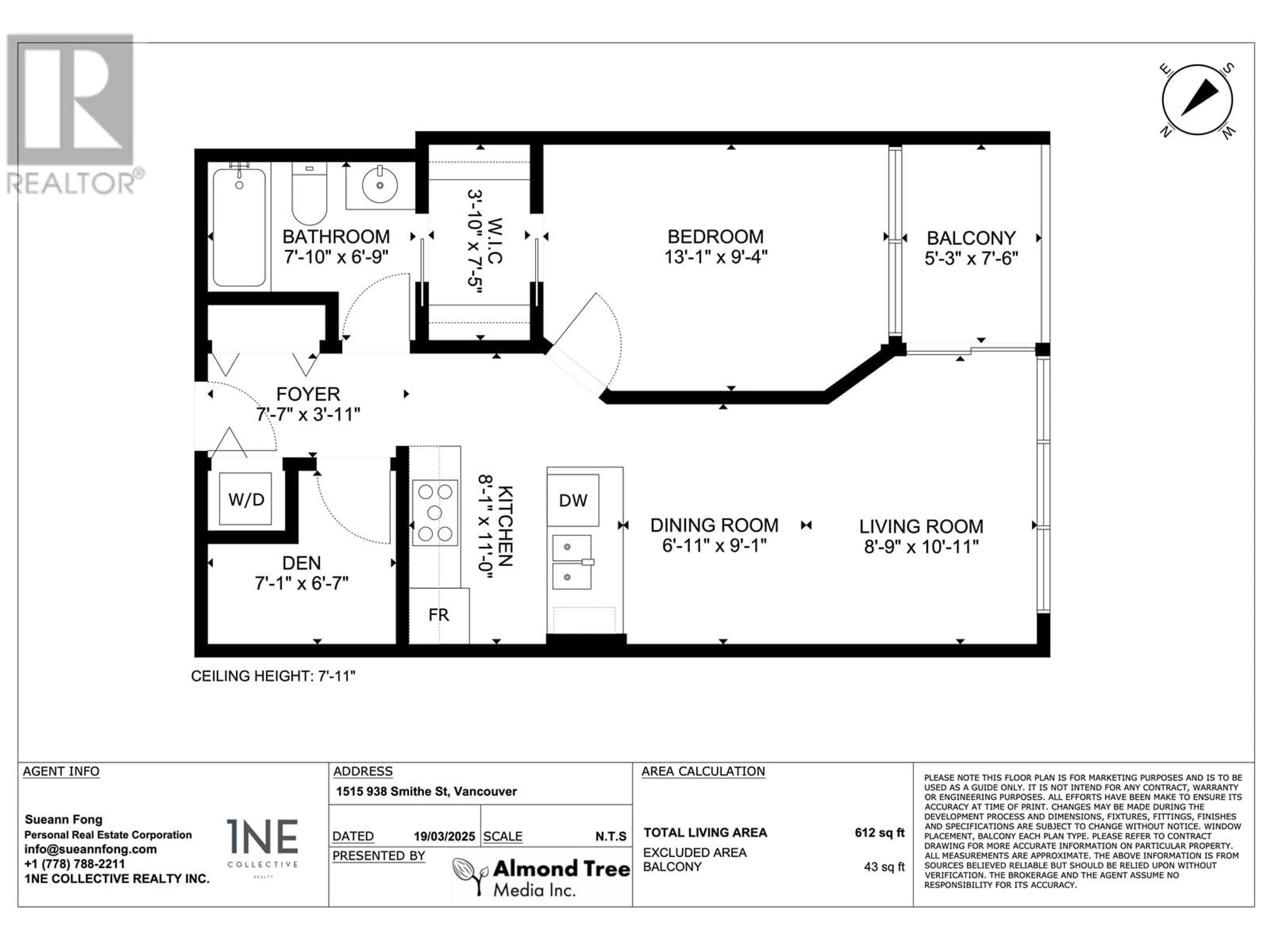 Floor plan for 1515 - 938 SMITHE STREET, Vancouver British Columbia V6Z3H8
