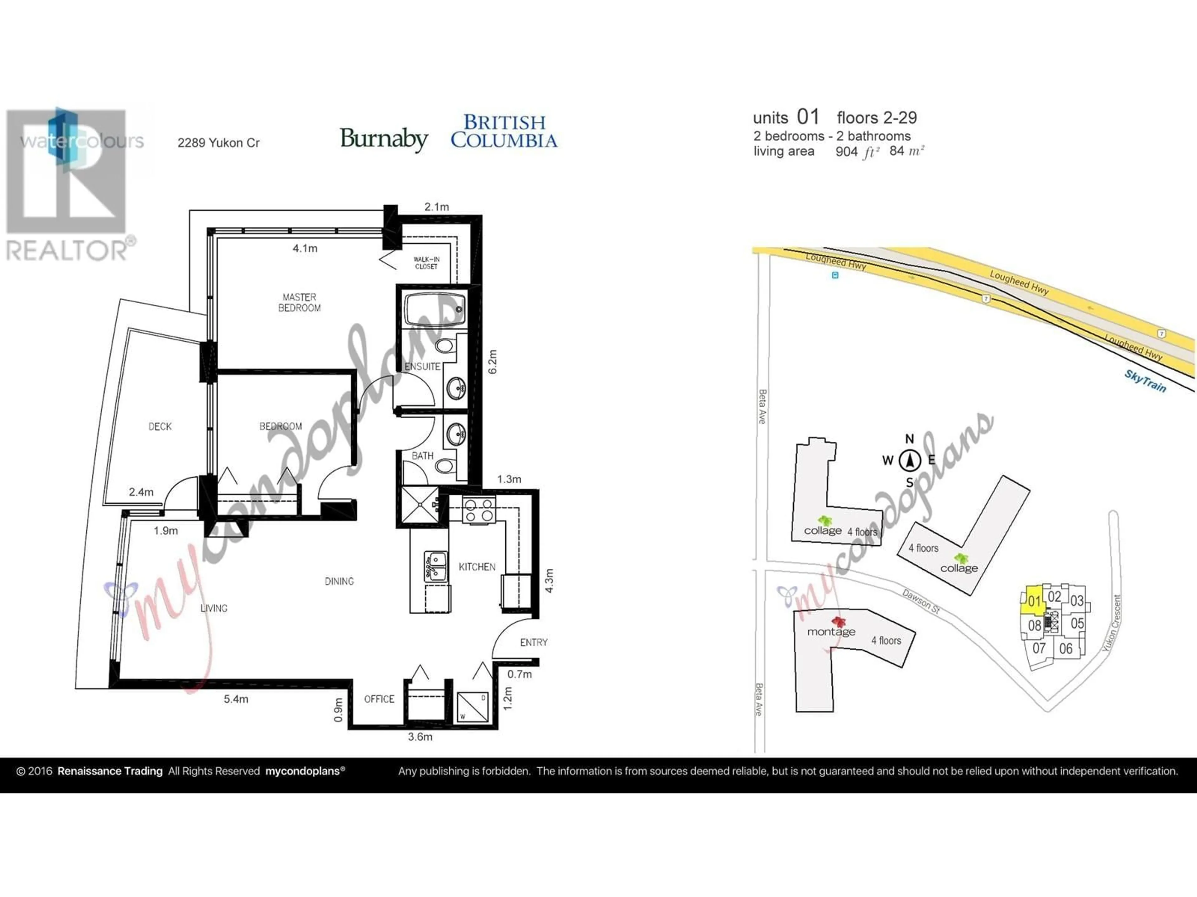Floor plan for 1901 - 2289 YUKON CRESCENT, Burnaby British Columbia V5C0B2