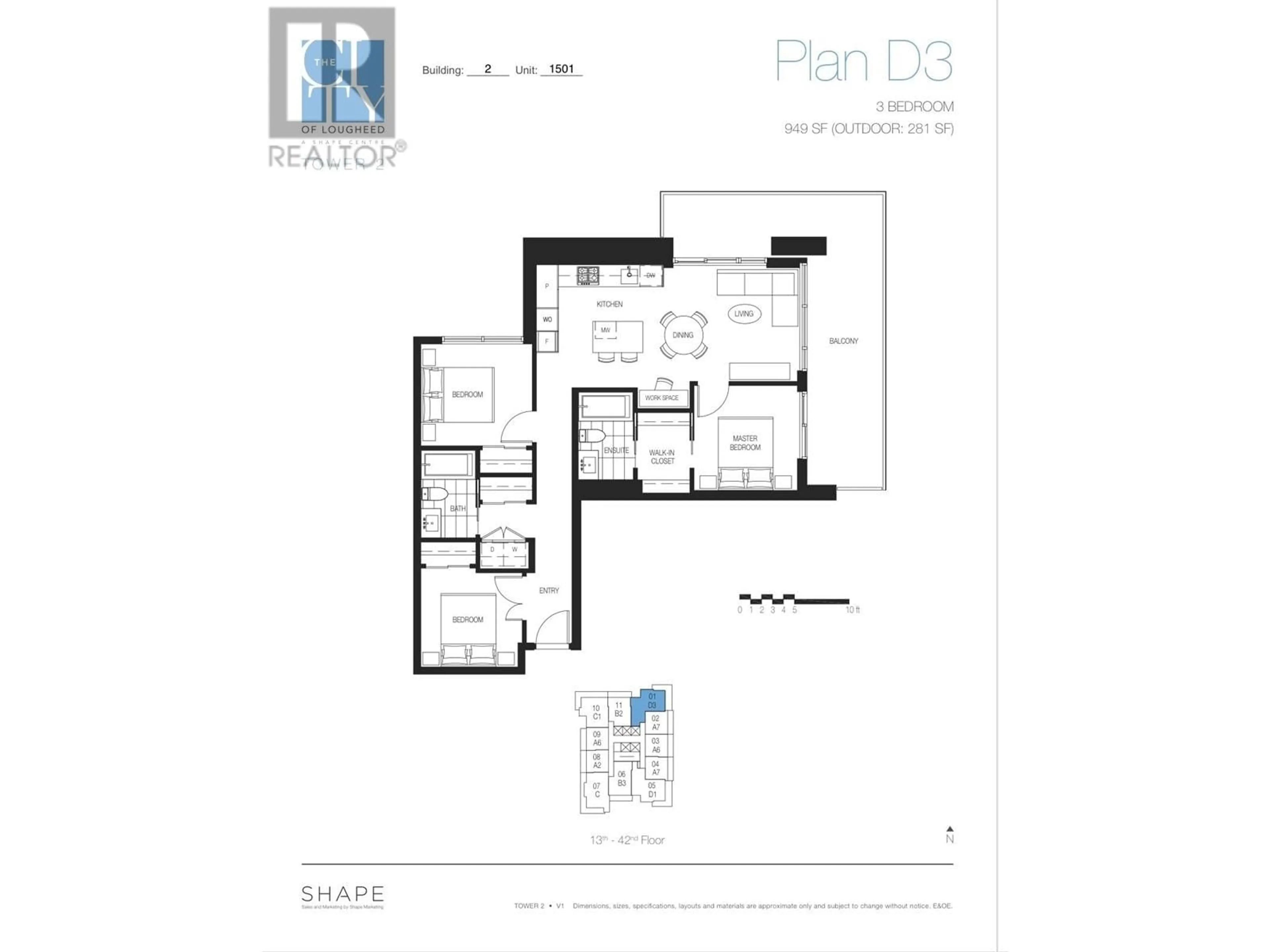 Floor plan for 1501 - 3833 EVERGREEN PLACE, Burnaby British Columbia V3J0M2