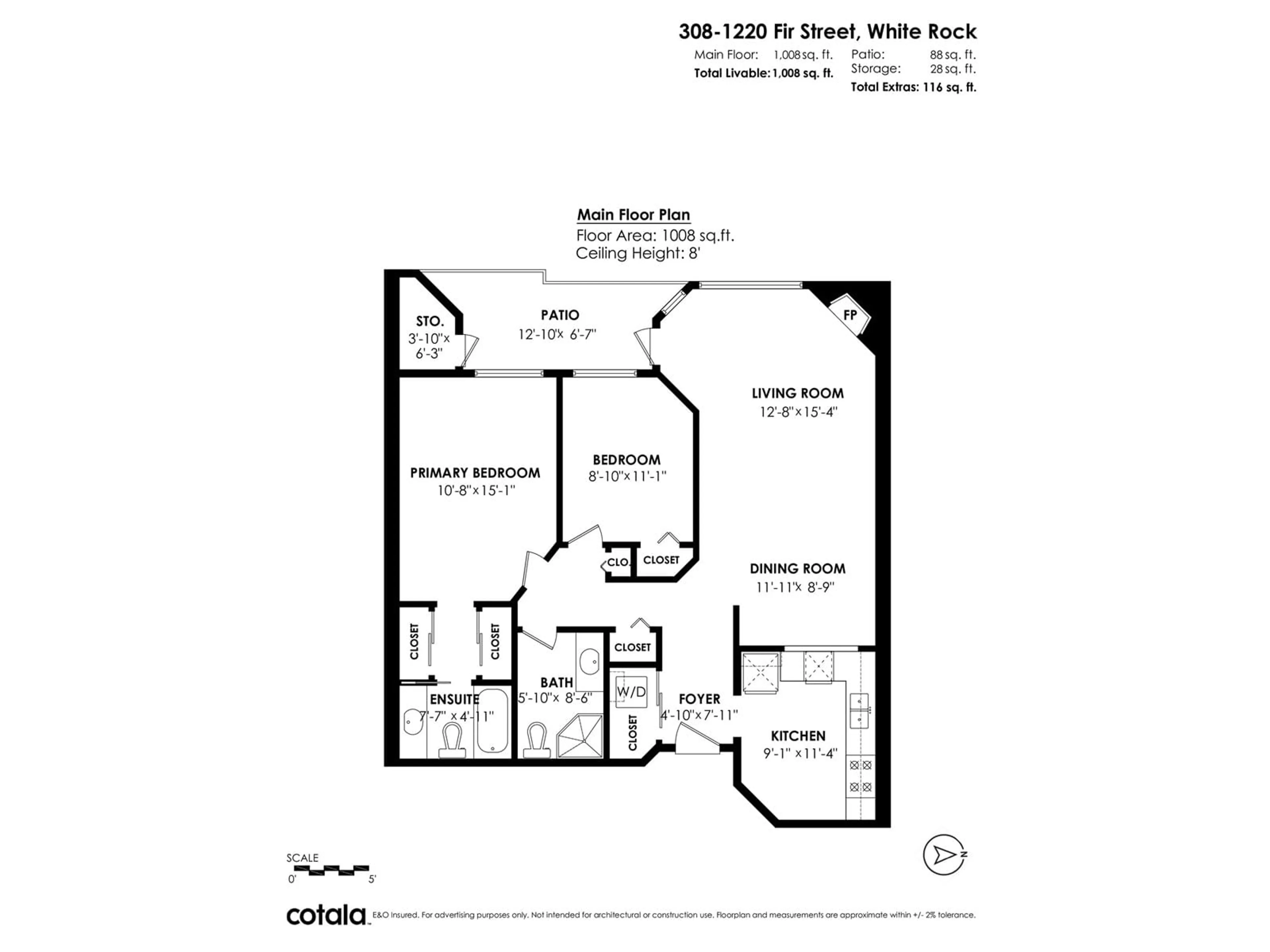 Floor plan for 308 - 1220 FIR, White Rock British Columbia V4B4B1
