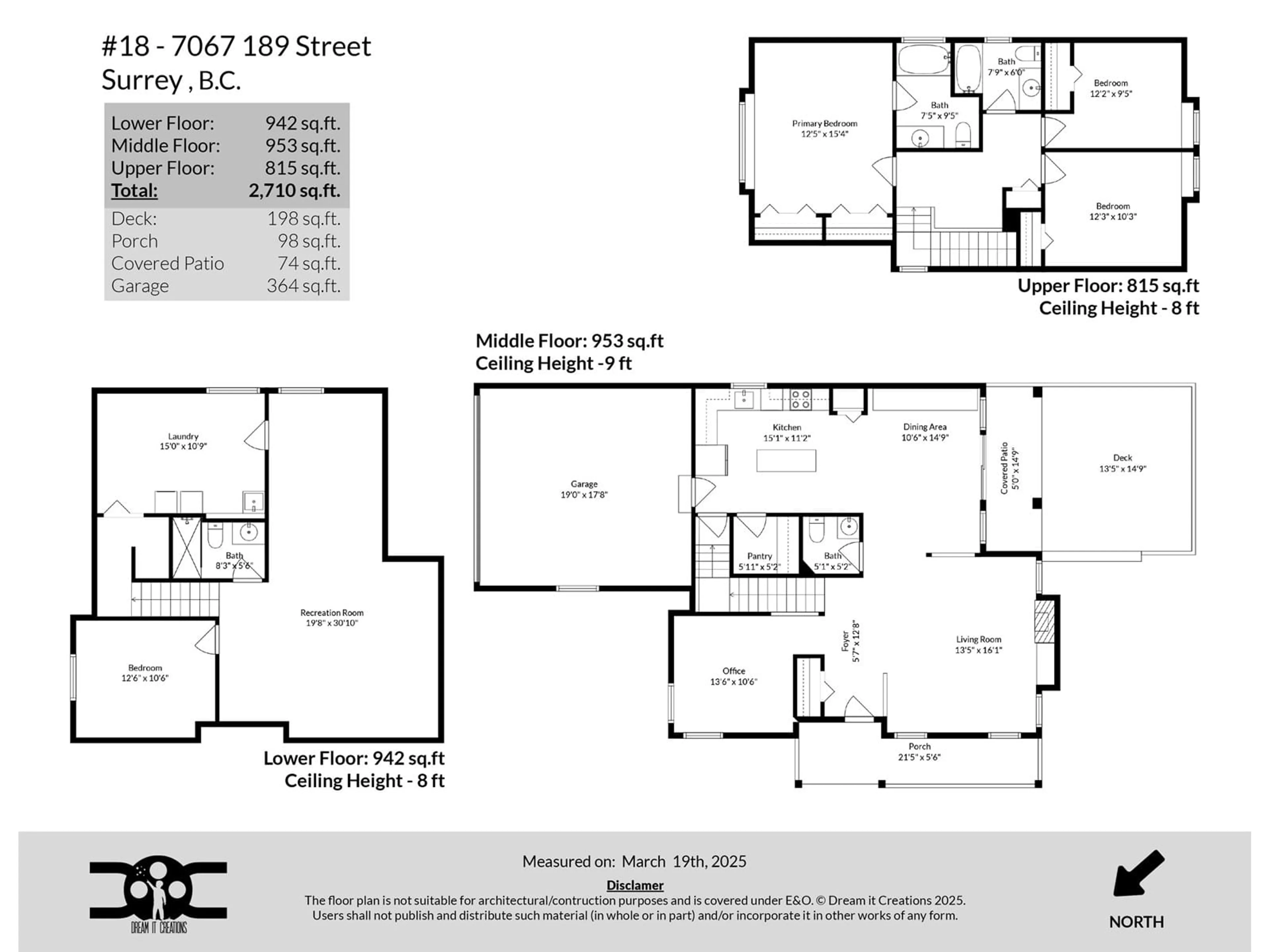 Floor plan for 18 - 7067 189, Surrey British Columbia V4N5M9
