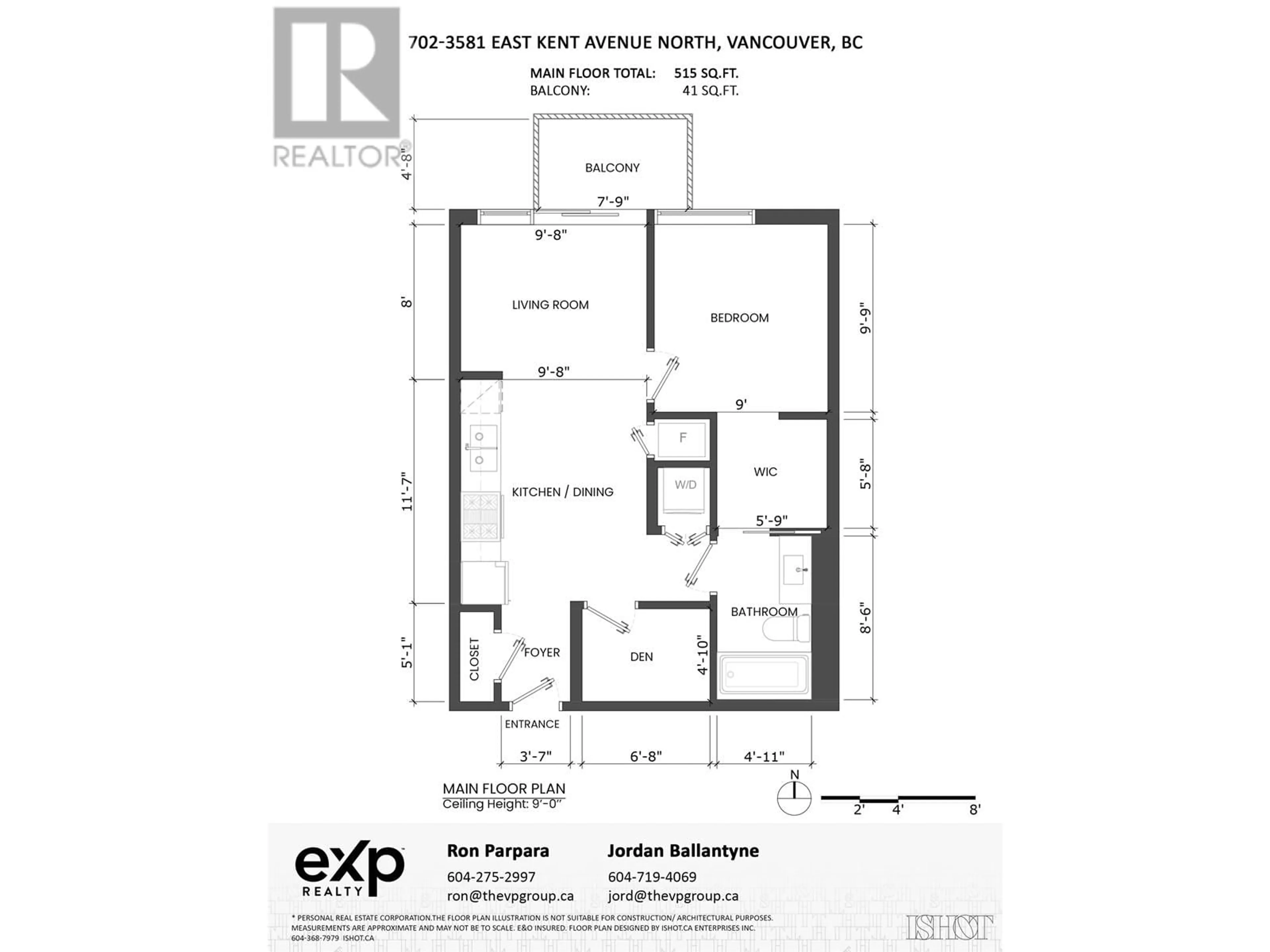 Floor plan for 702 - 3581 KENT AVENUE NORTH, Vancouver British Columbia V5S0H6