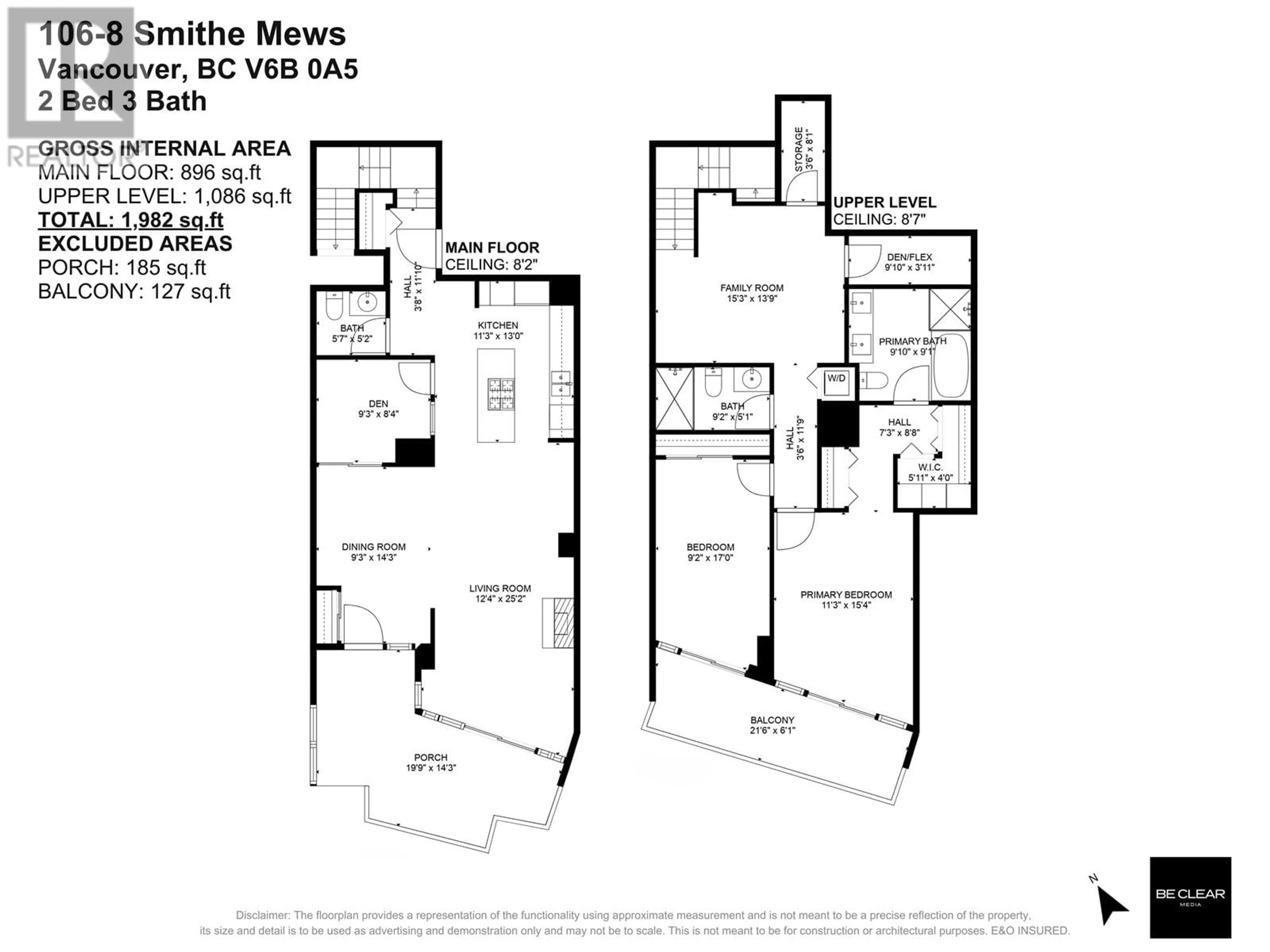 Floor plan for 106 - 8 SMITHE MEWS, Vancouver British Columbia V6B0A5
