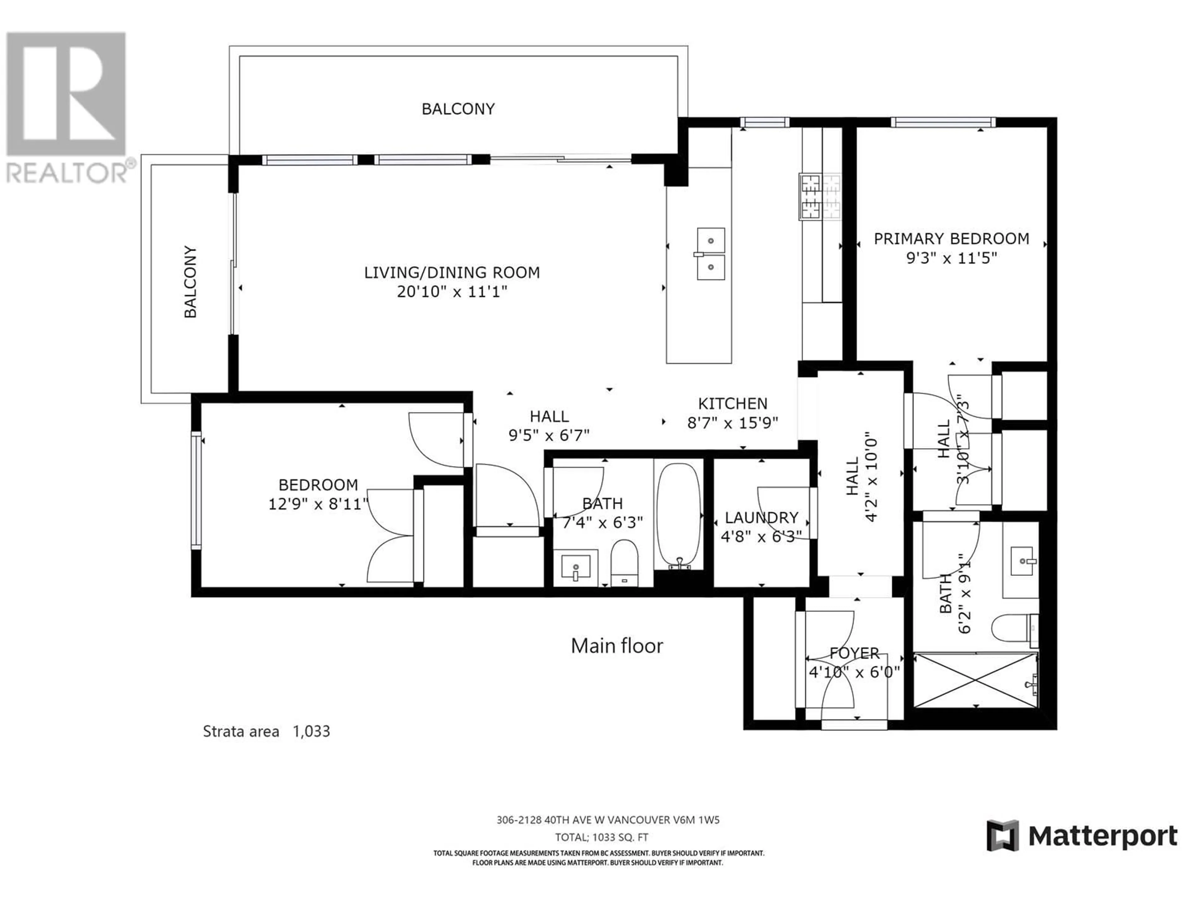 Floor plan for 306 - 2128 W 40TH AVENUE, Vancouver British Columbia V6M1W5