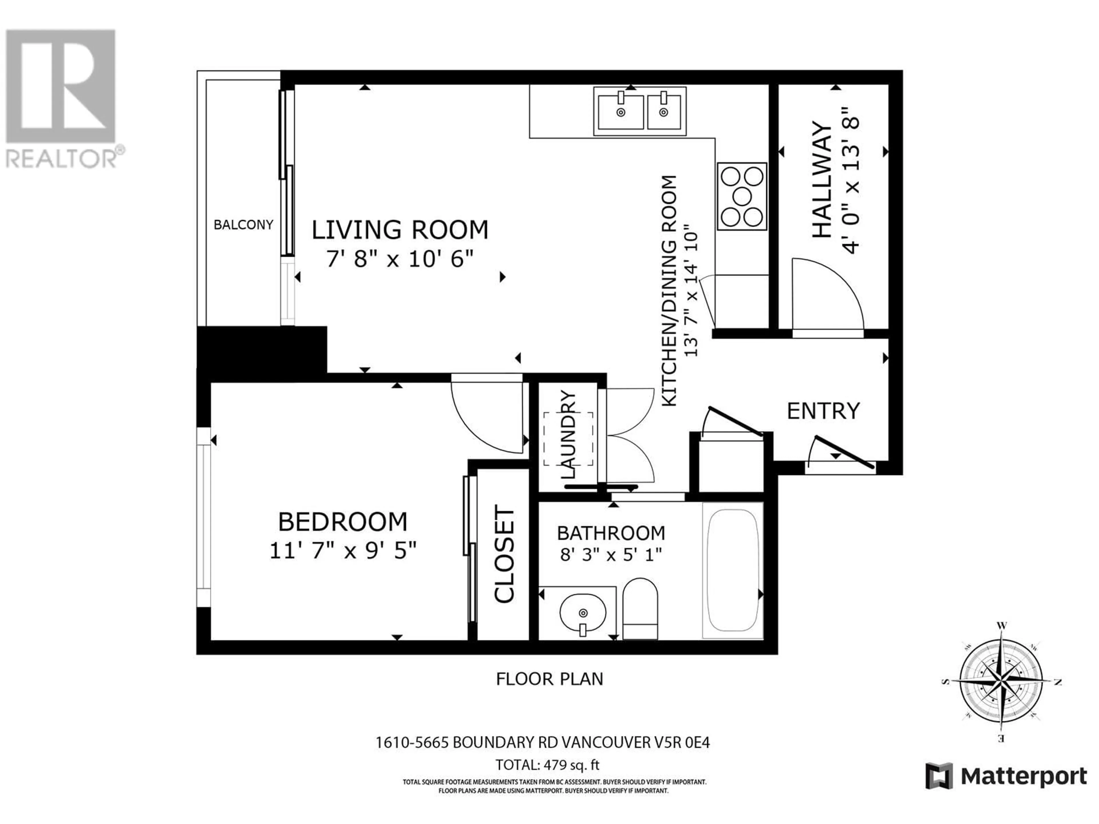 Floor plan for 1610 - 5665 BOUNDARY ROAD, Vancouver British Columbia V5R0E4