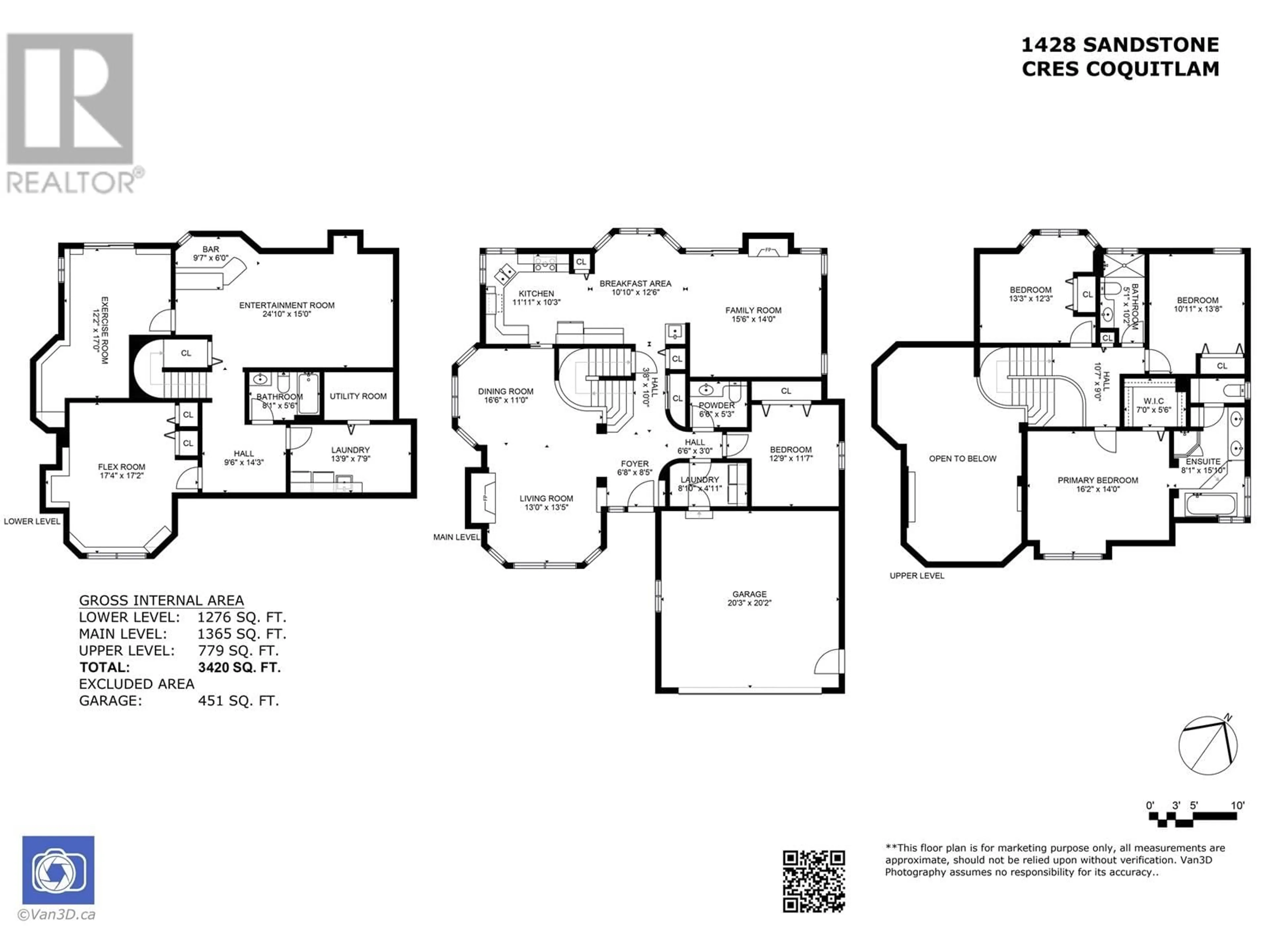 Floor plan for 1428 SANDSTONE CRESCENT, Coquitlam British Columbia V3E2V1