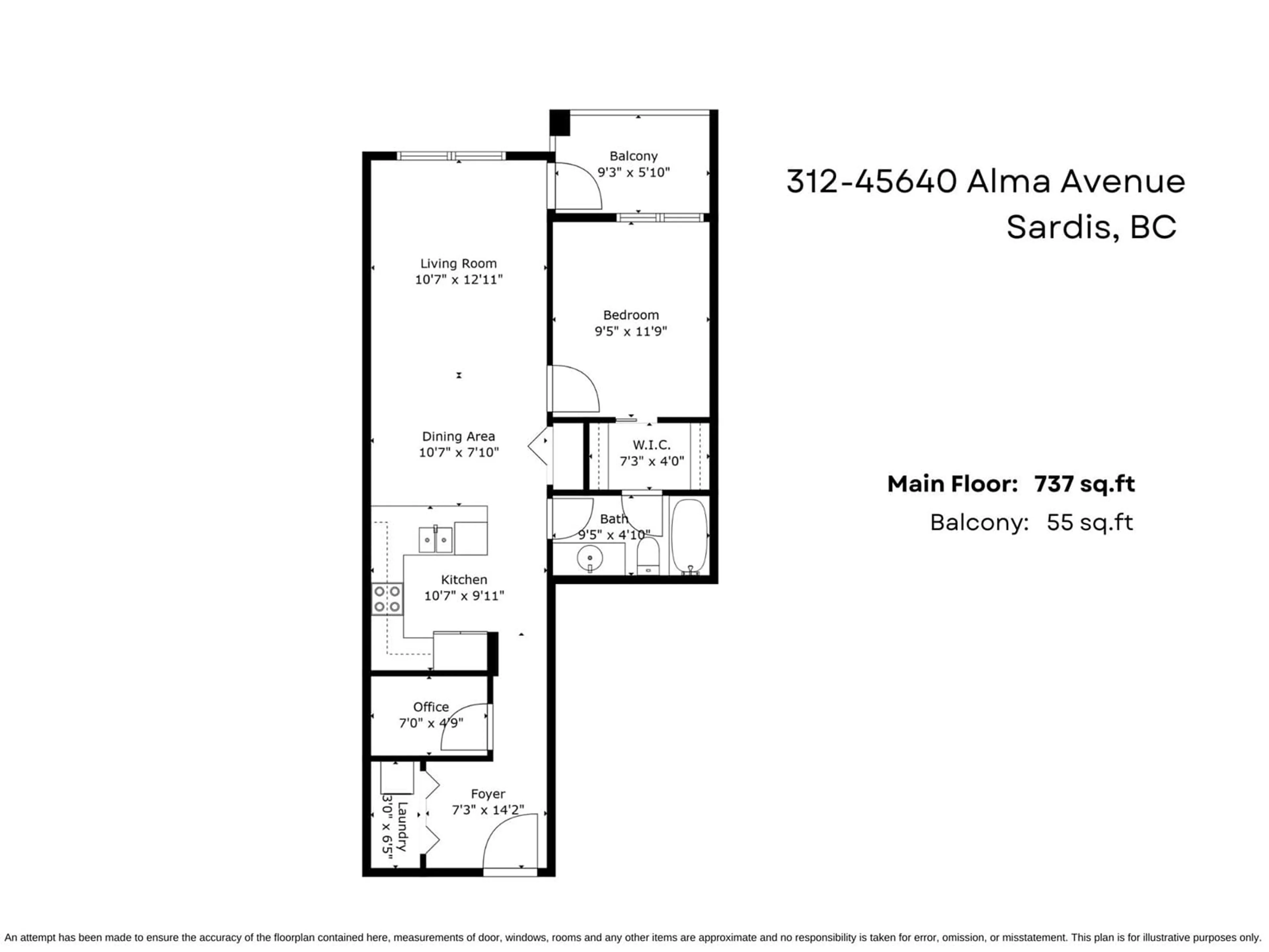 Floor plan for 312 - 45640 ALMA AVENUE, Chilliwack British Columbia V2R0P8