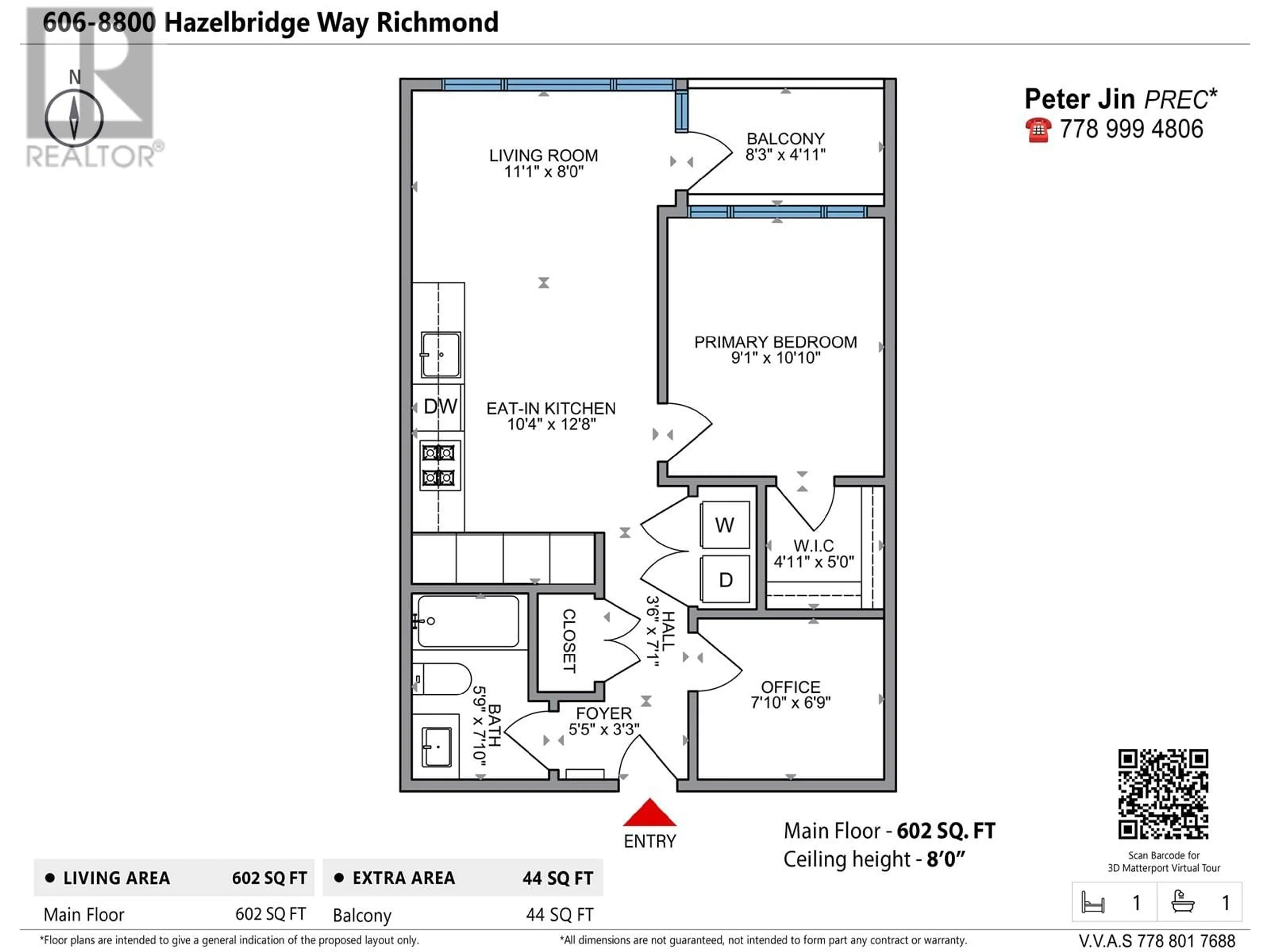 Floor plan for 606 - 8800 HAZELBRIDGE WAY, Richmond British Columbia V6X0S3