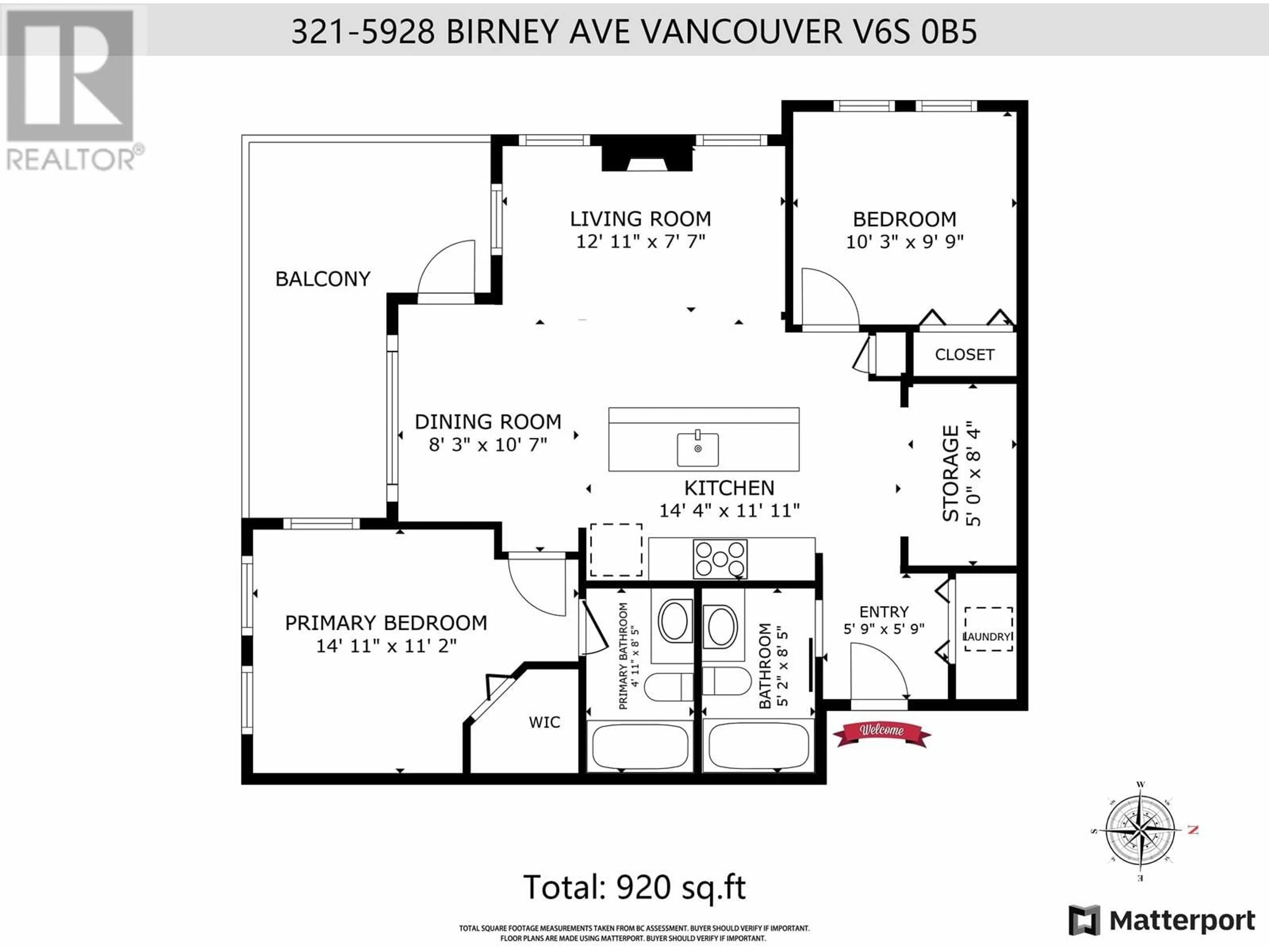 Floor plan for 321 - 5928 BIRNEY AVENUE, Vancouver British Columbia V6S0B5