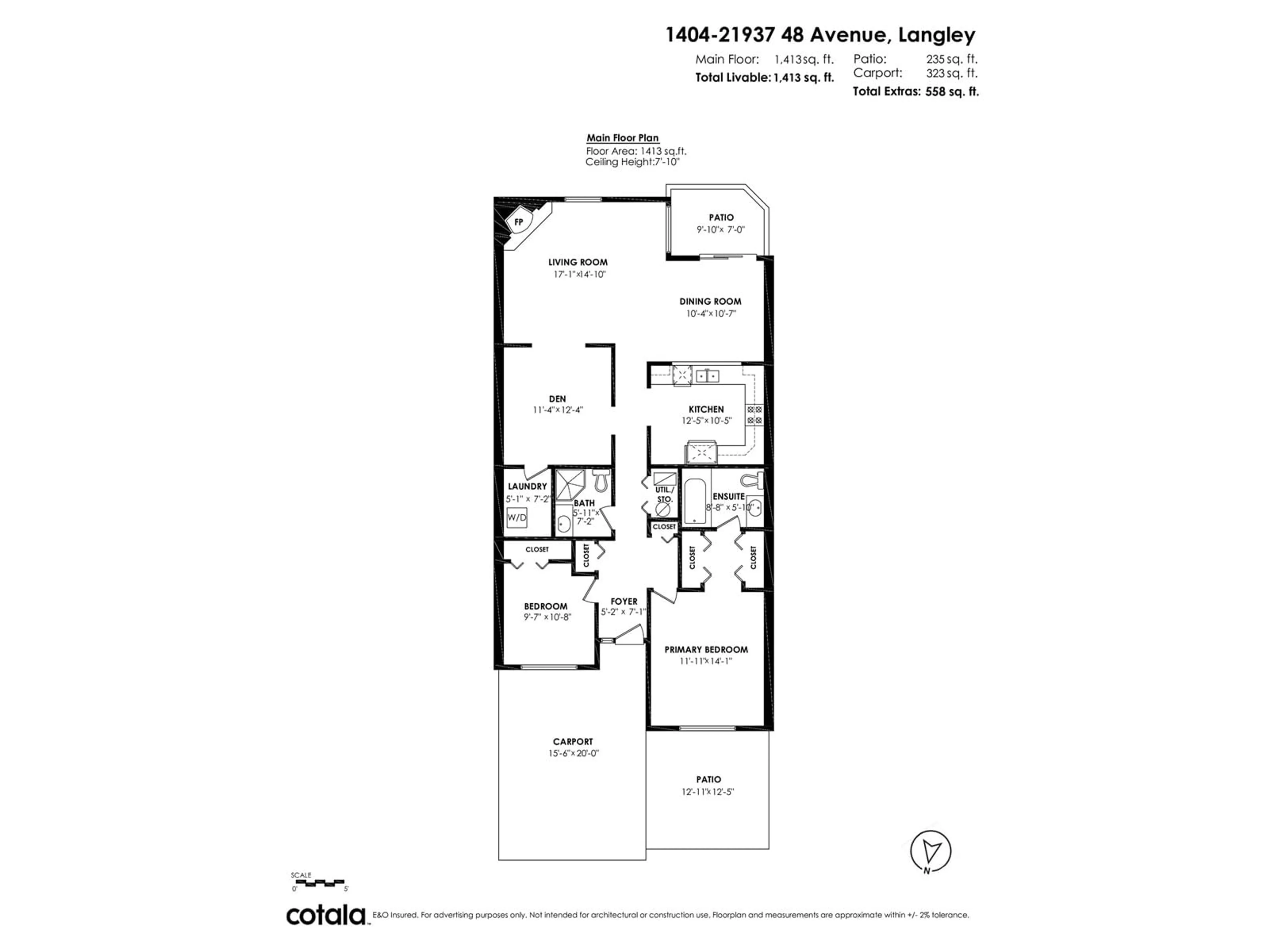 Floor plan for 1404 - 21937 48, Langley British Columbia V3A8C3