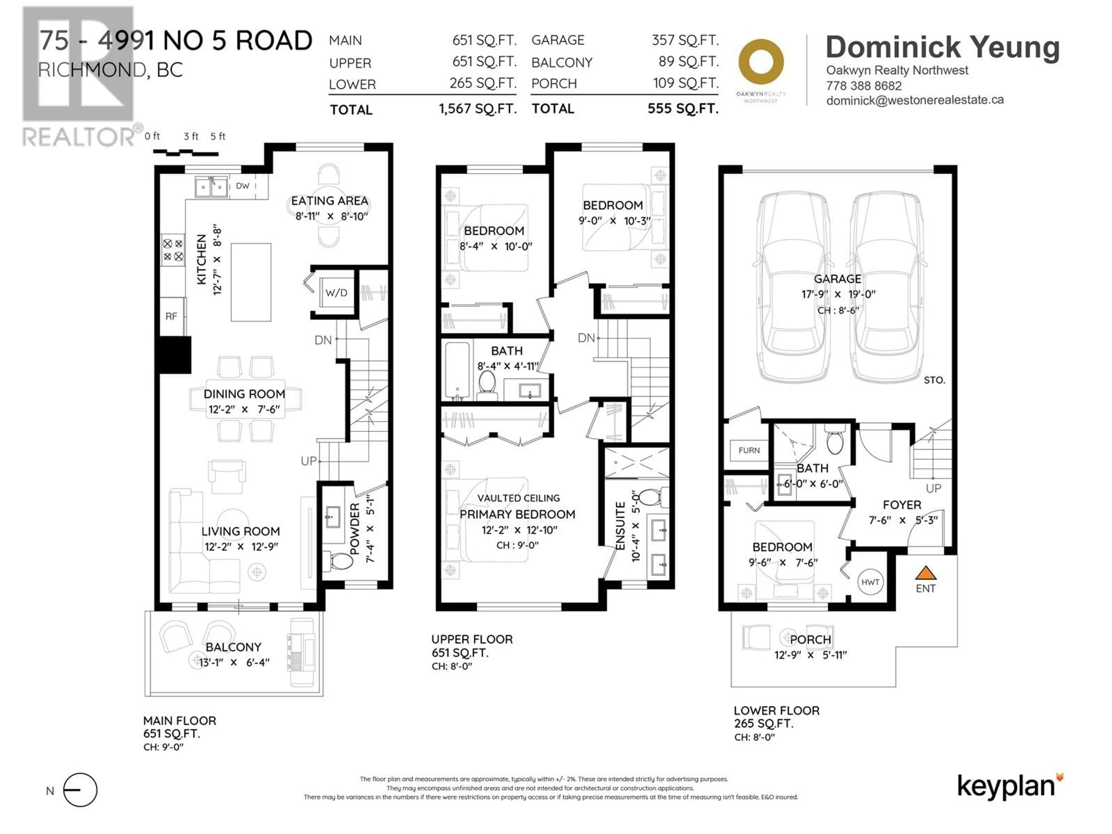 Floor plan for 75 - 4991 NO.5 ROAD, Richmond British Columbia V6X0S9