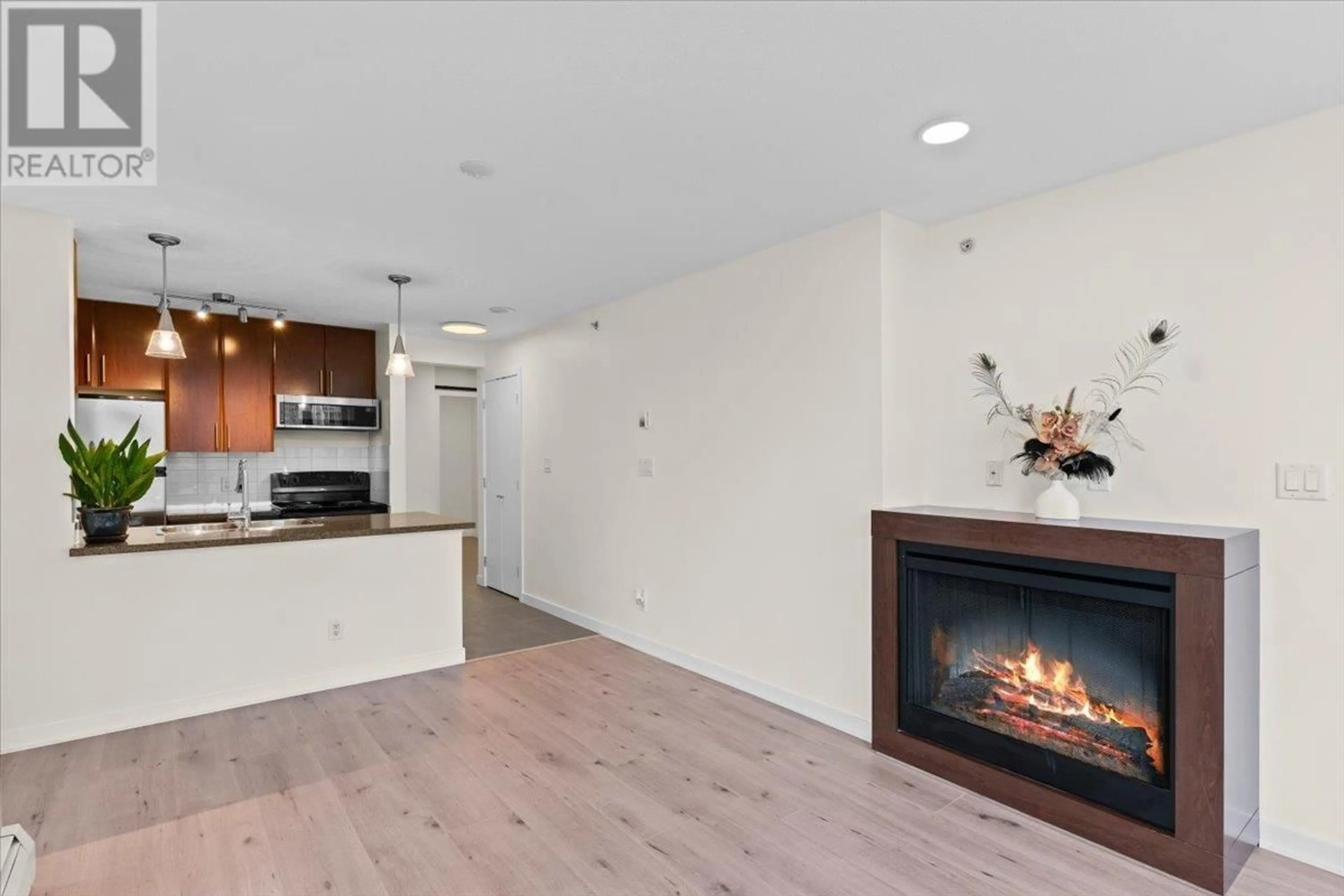 Open concept kitchen, wood/laminate floor for 1508 - 688 ABBOTT STREET, Vancouver British Columbia V6B0B9