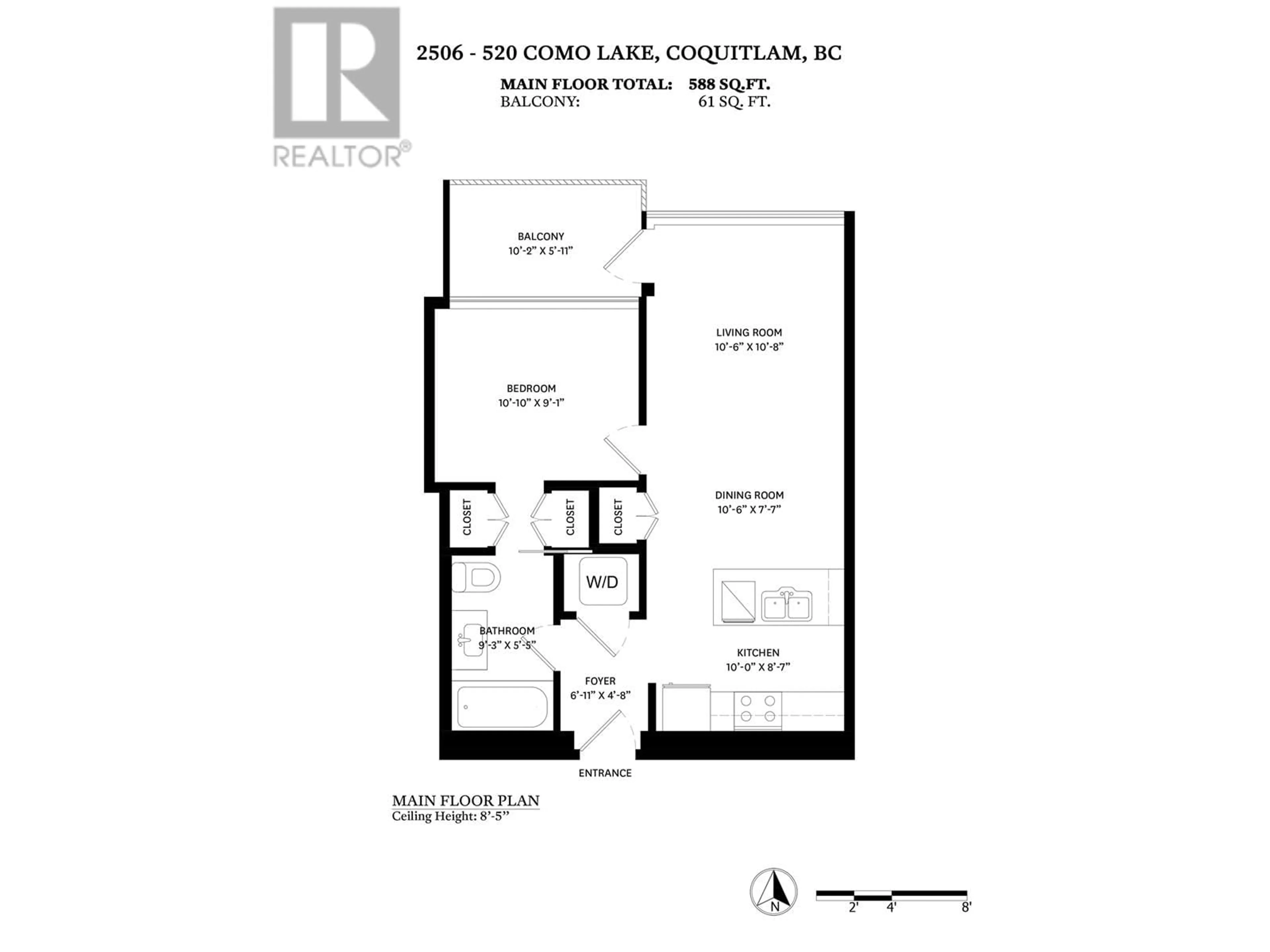 Floor plan for 2506 - 520 COMO LAKE AVENUE, Coquitlam British Columbia V3J0E8
