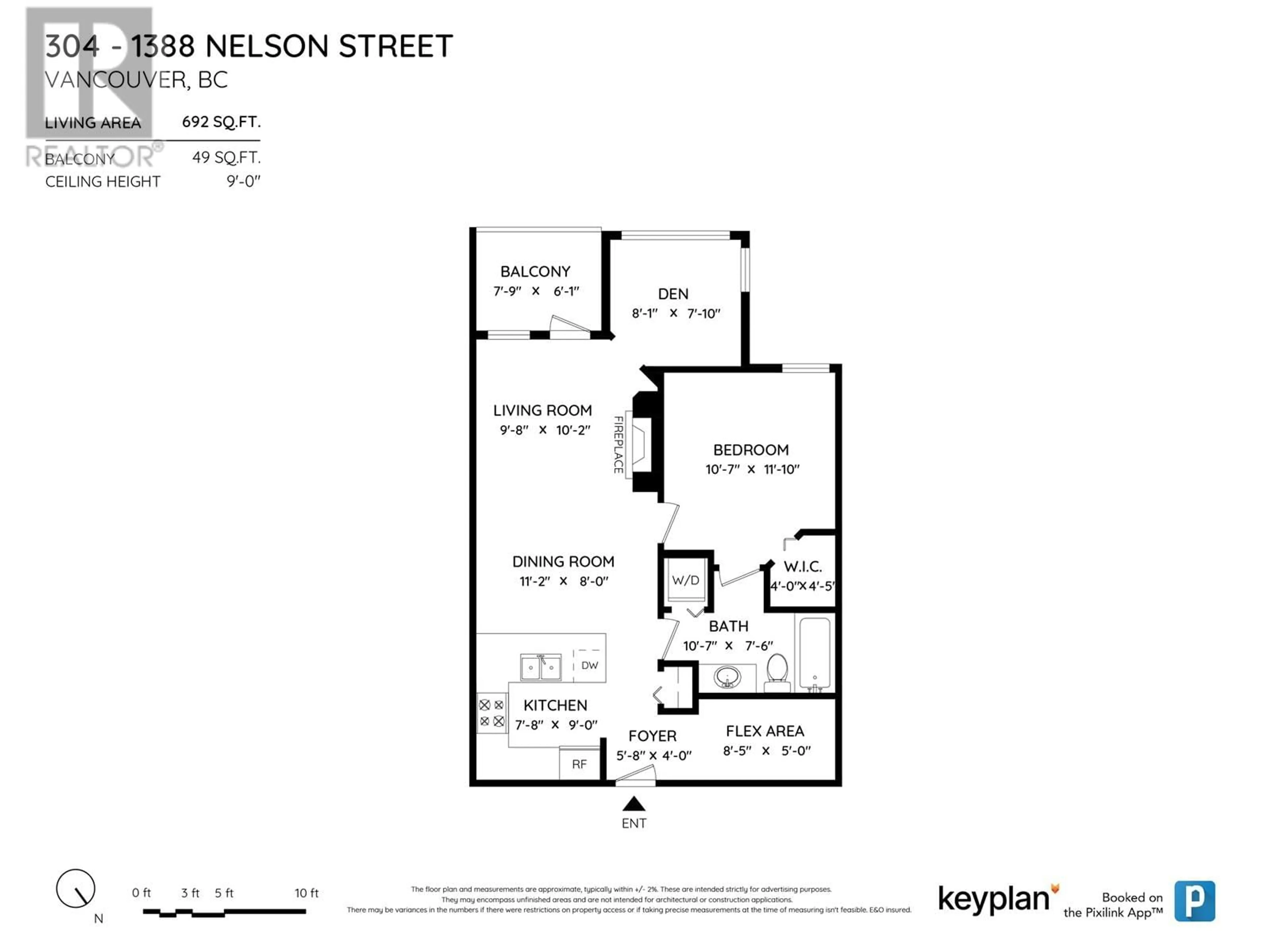 Floor plan for 304 - 1388 NELSON STREET, Vancouver British Columbia V6E1J9