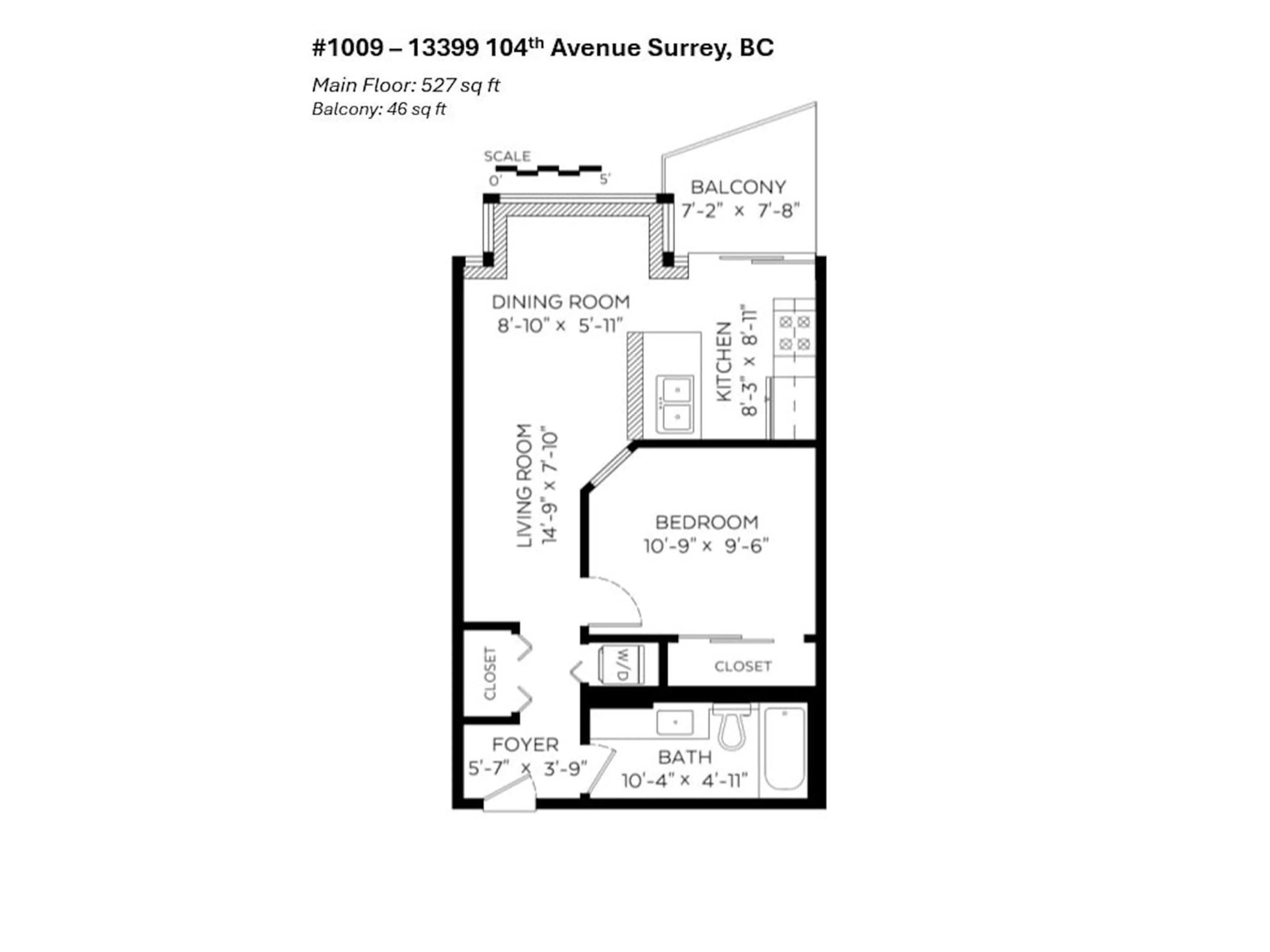 Floor plan for 1009 - 13399 104, Surrey British Columbia V3T0C9