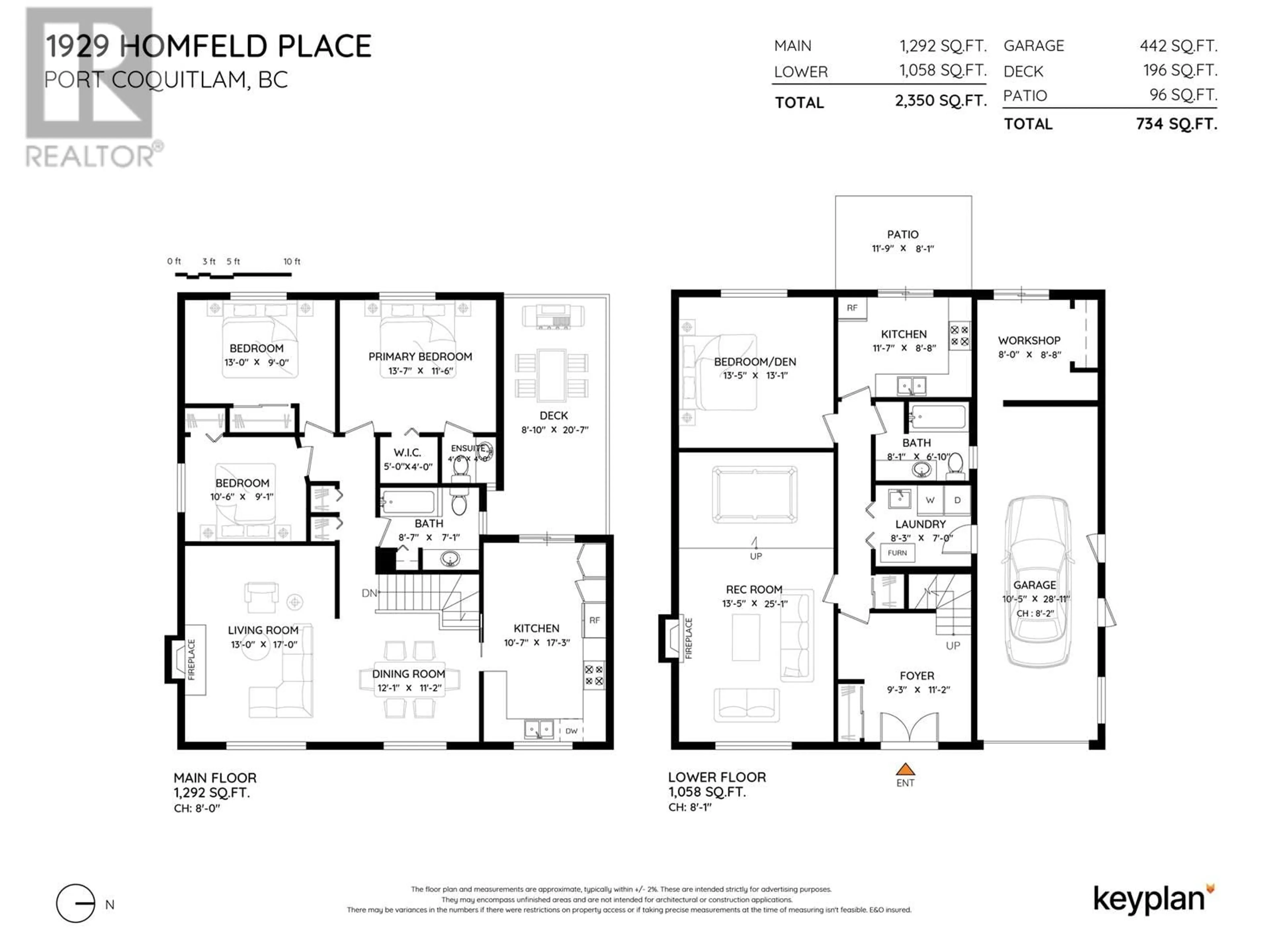 Floor plan for 1929 HOMFELD PLACE, Port Coquitlam British Columbia V3C4L8
