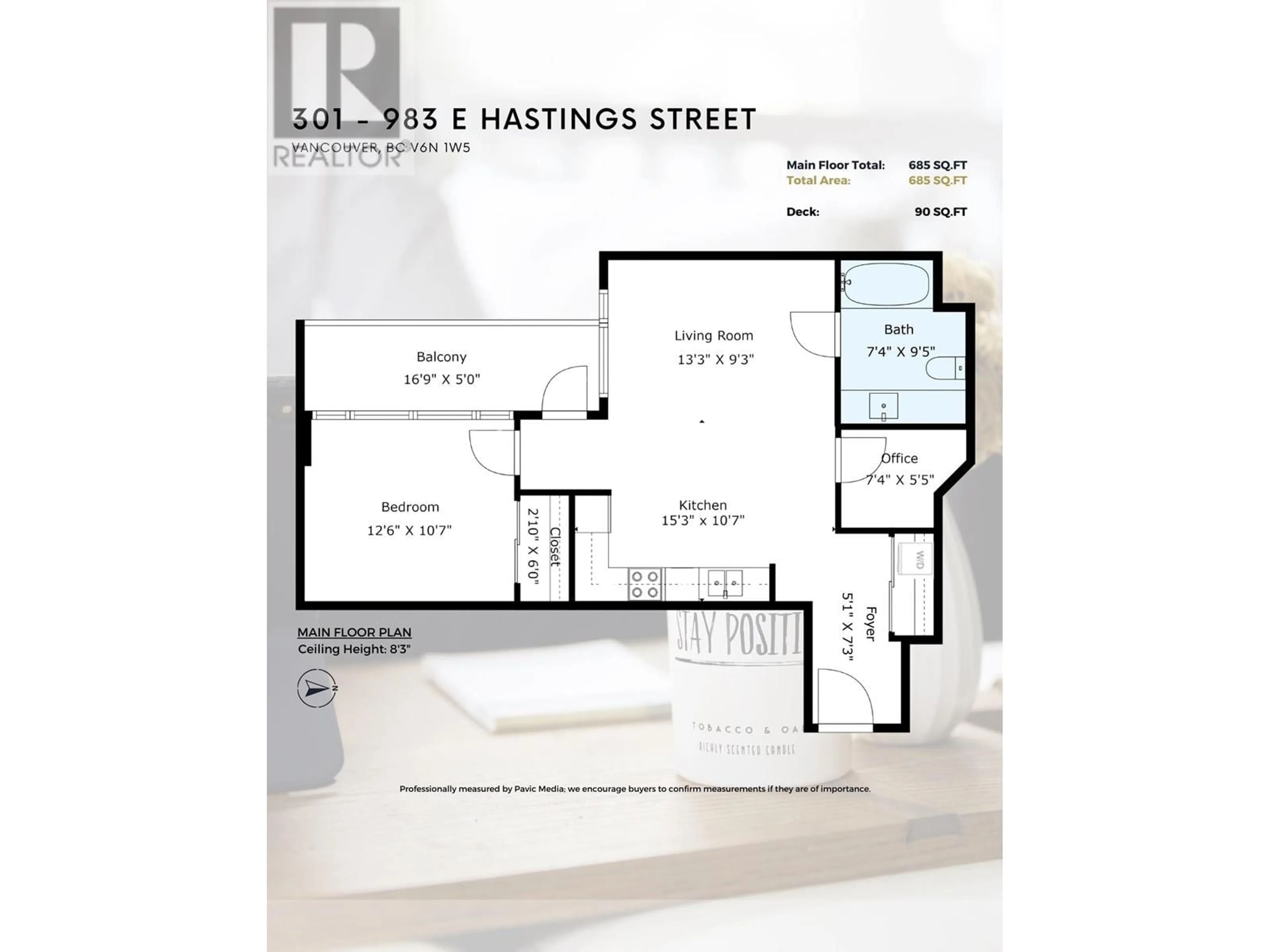 Floor plan for 301 - 983 HASTINGS STREET, Vancouver British Columbia V6A0G9