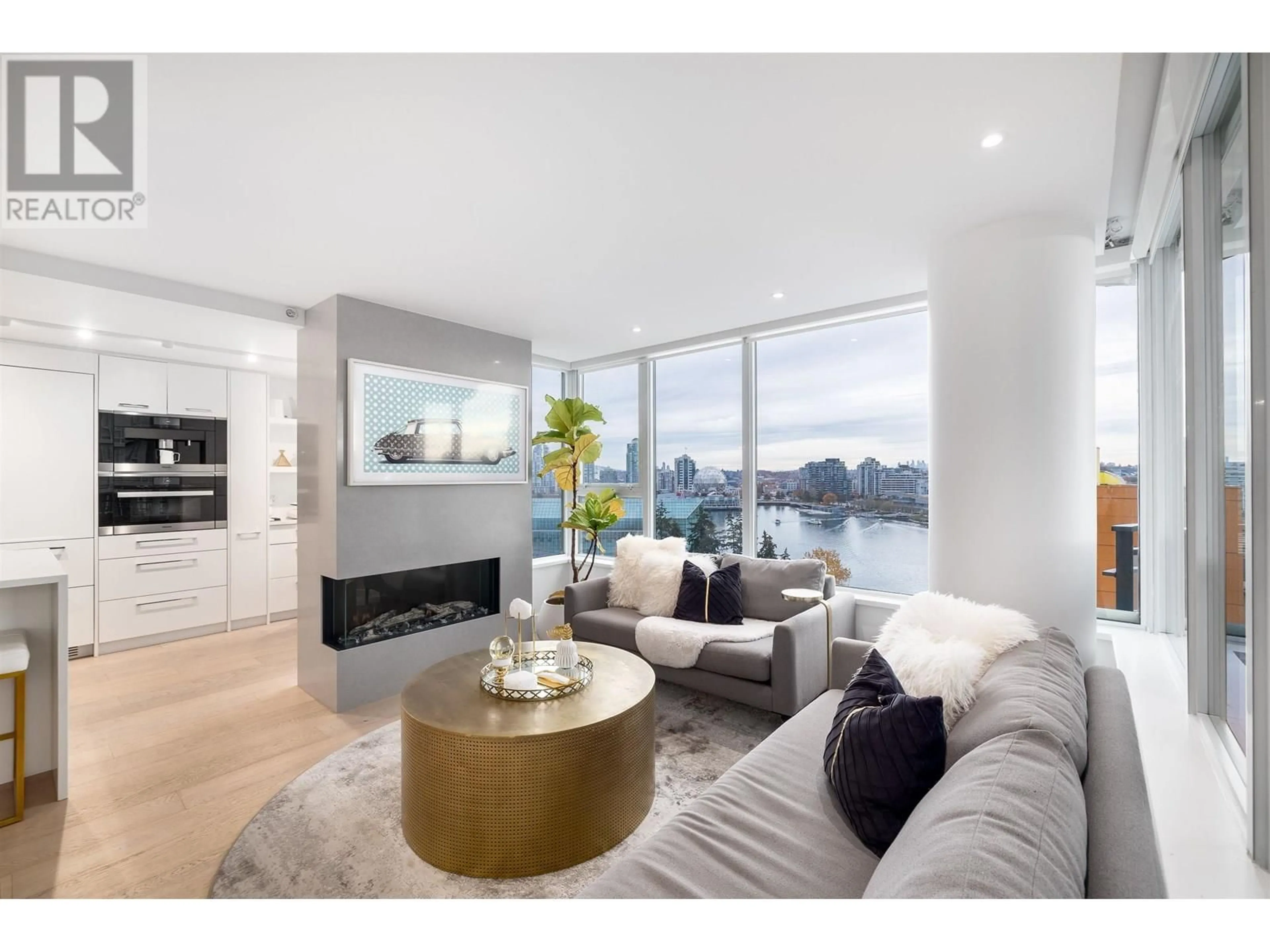 Living room with furniture, wood/laminate floor for 1603 - 33 SMITHE STREET, Vancouver British Columbia V6B0B5