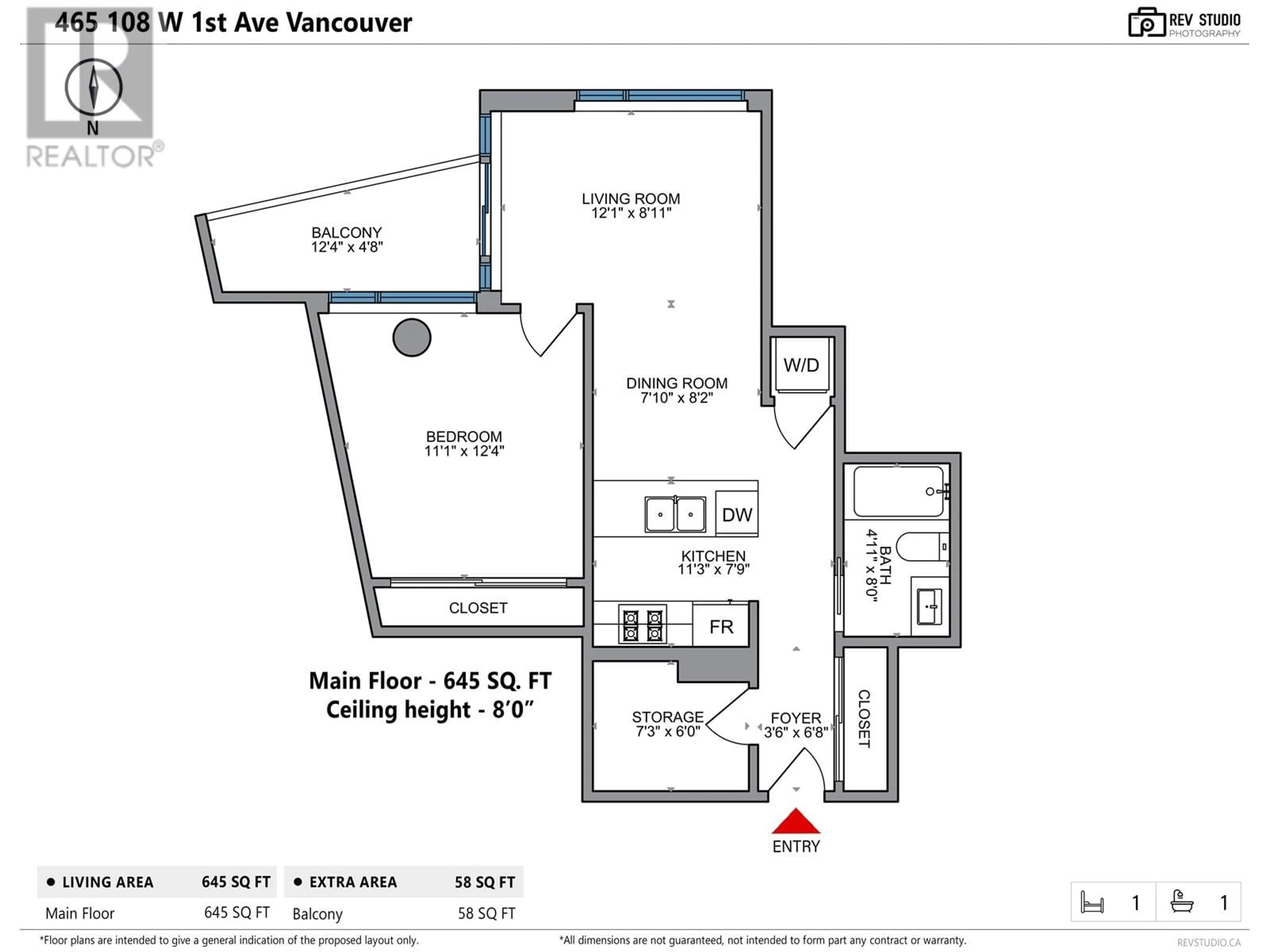 Floor plan for 465 - 108 1ST AVENUE, Vancouver British Columbia V5Y0H4