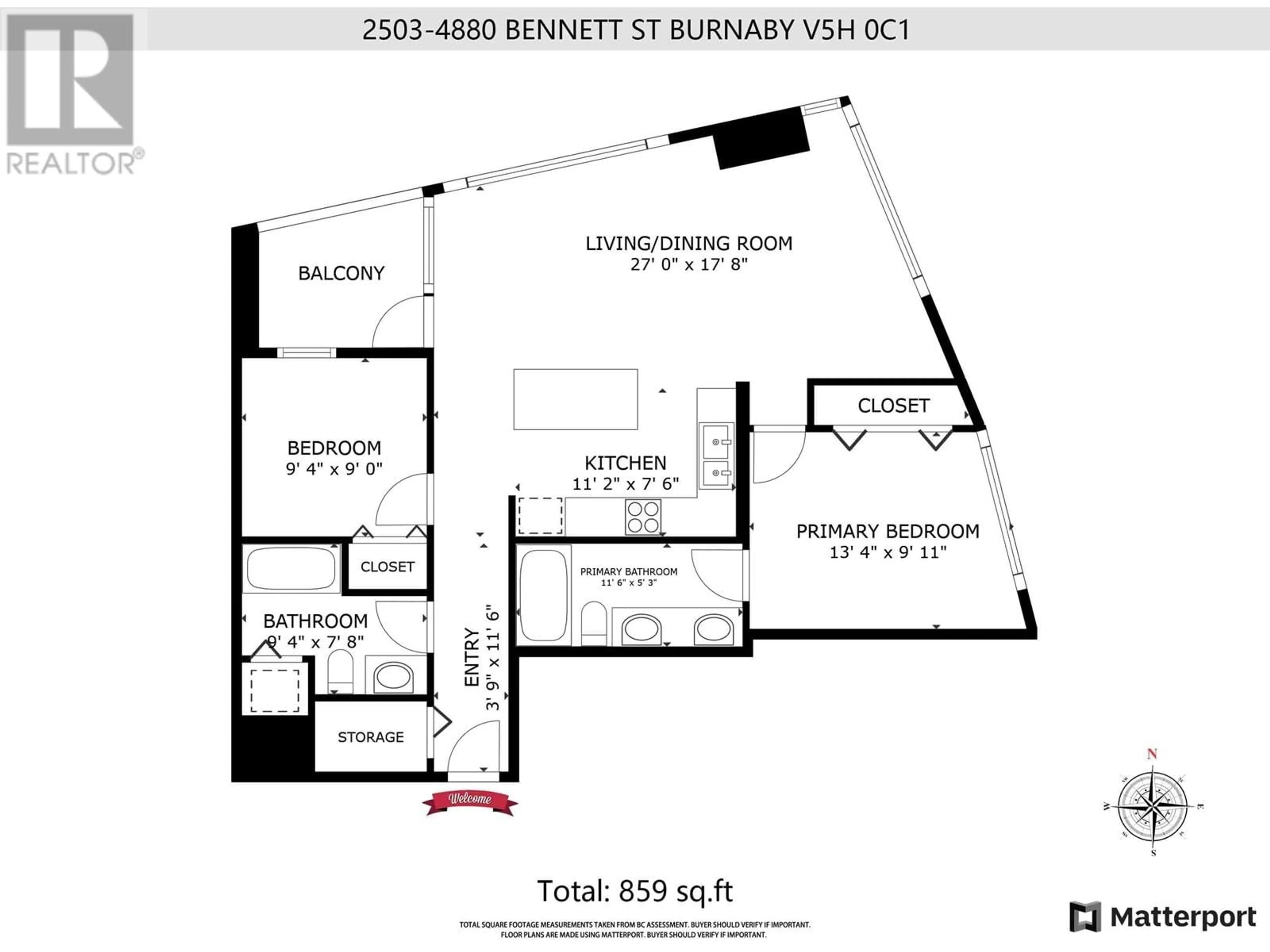 Floor plan for 2503 - 4880 BENNETT STREET, Burnaby British Columbia V5H0C1