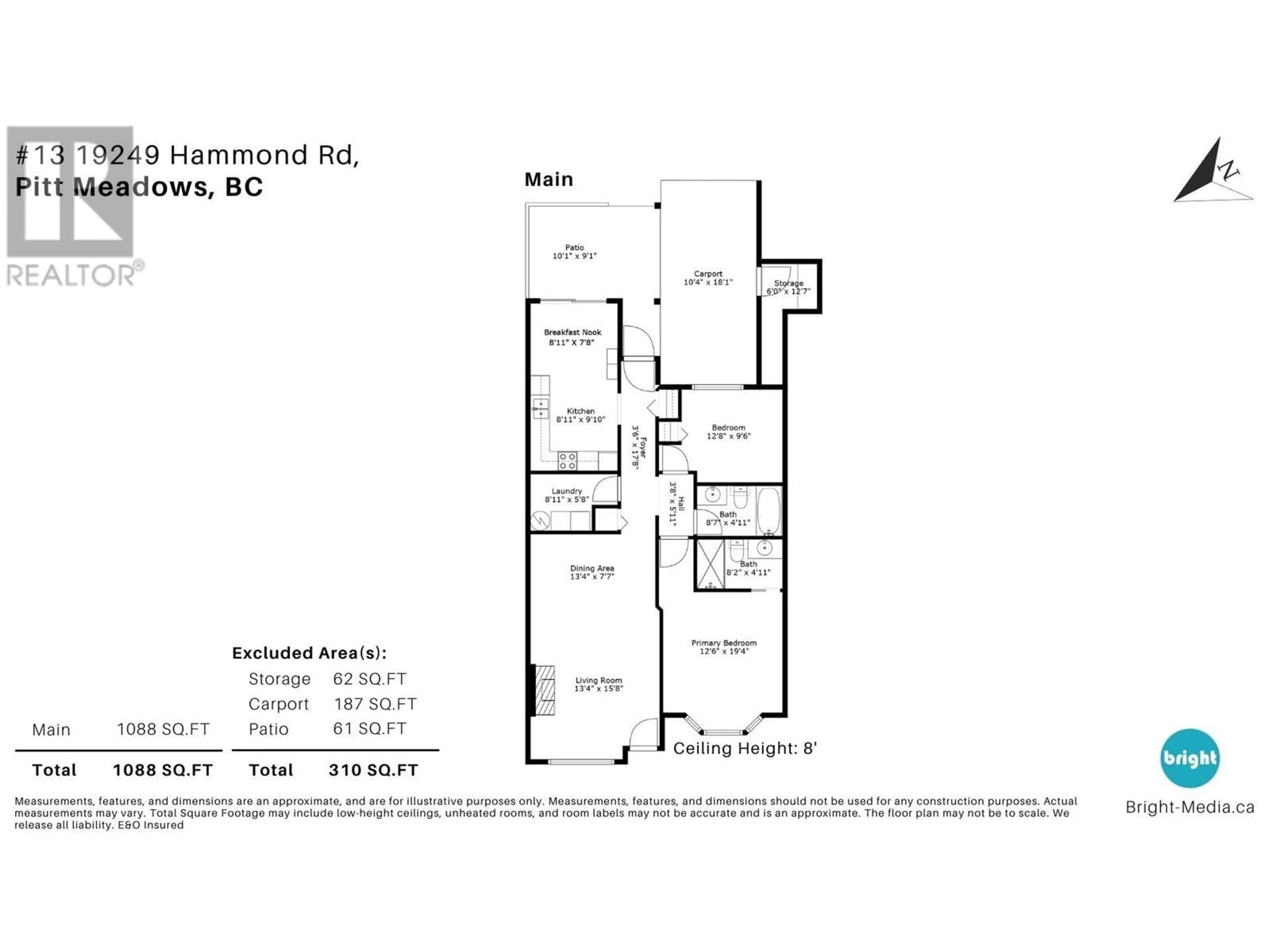 Floor plan for 13 - 19249 HAMMOND ROAD, Pitt Meadows British Columbia V3Y2B8