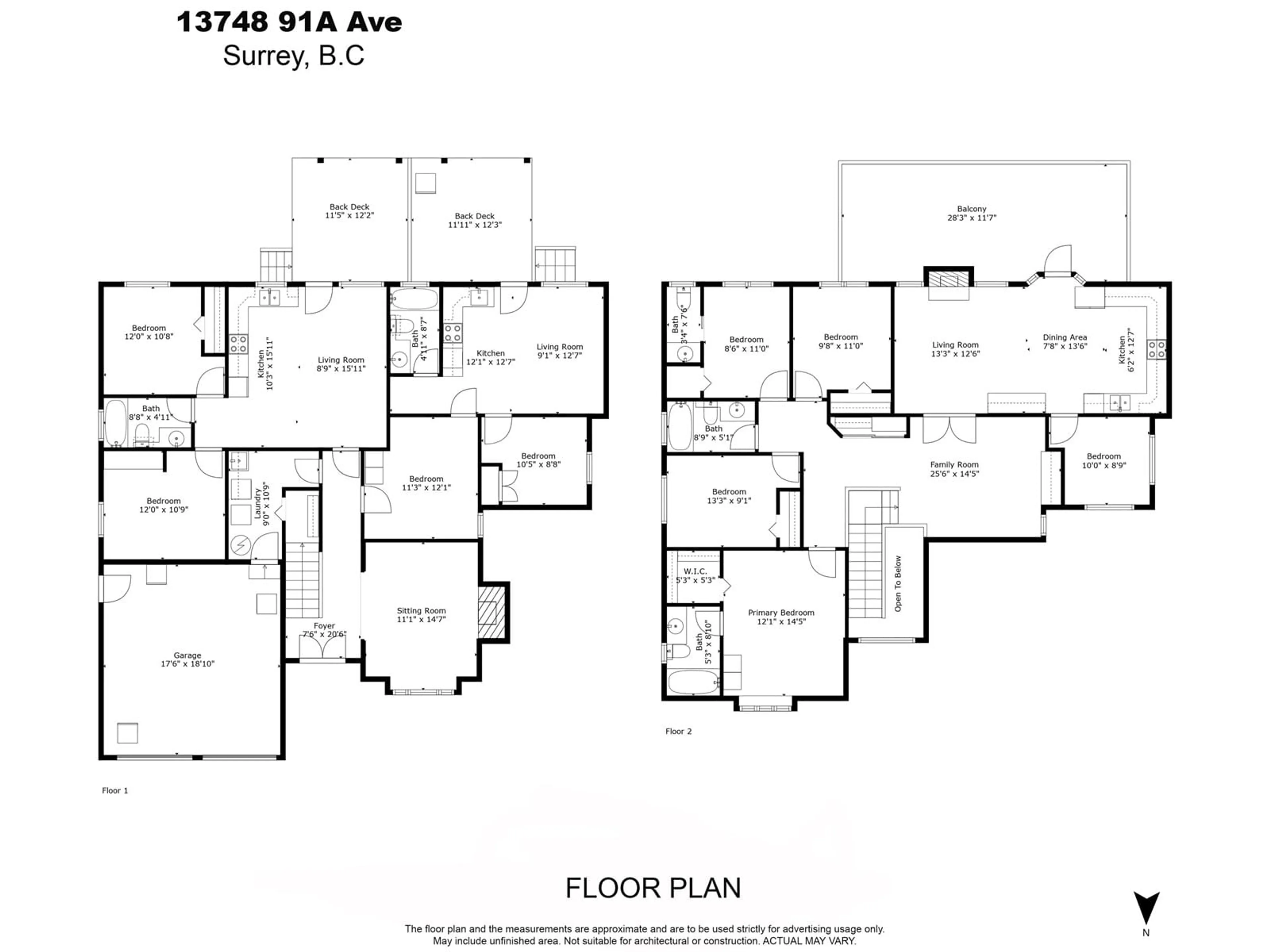 Floor plan for 13748 91A, Surrey British Columbia V3V5Y7