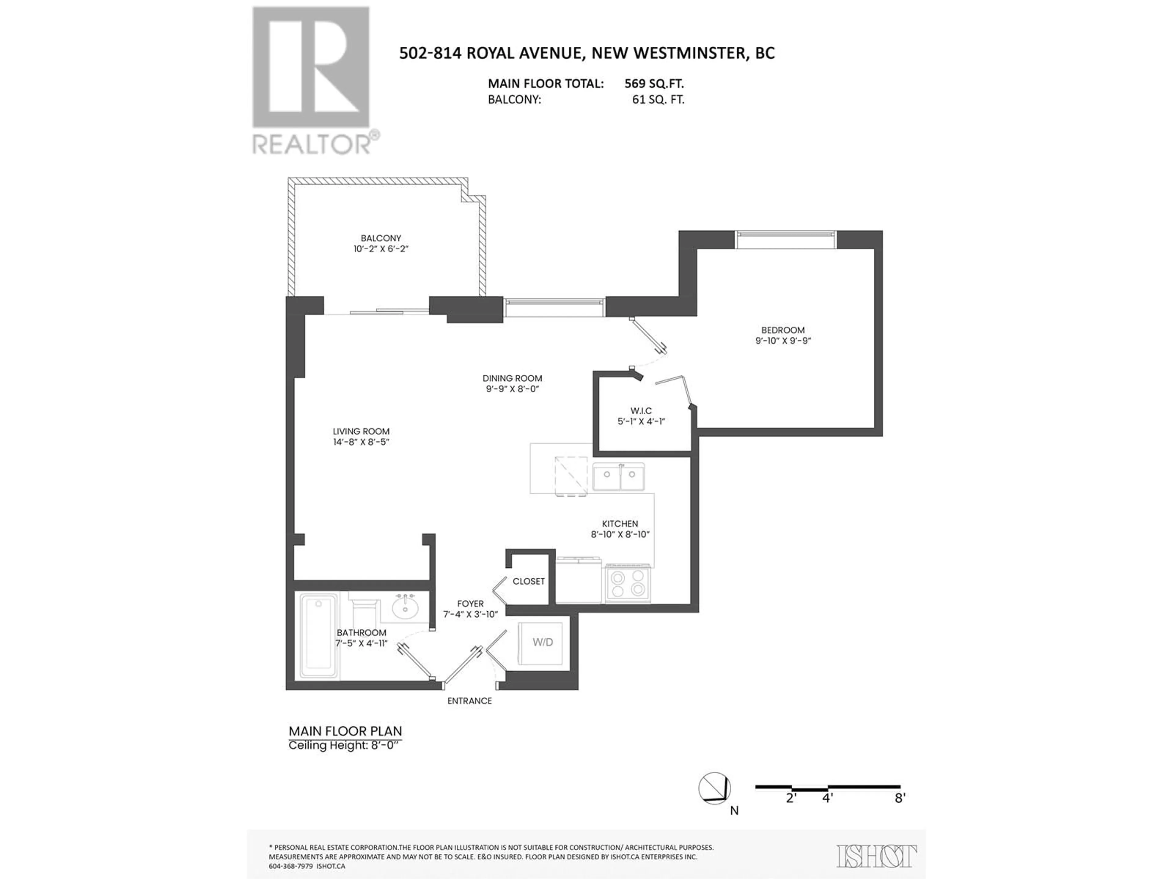 Floor plan for 502 - 814 ROYAL AVENUE, New Westminster British Columbia V3M1J9