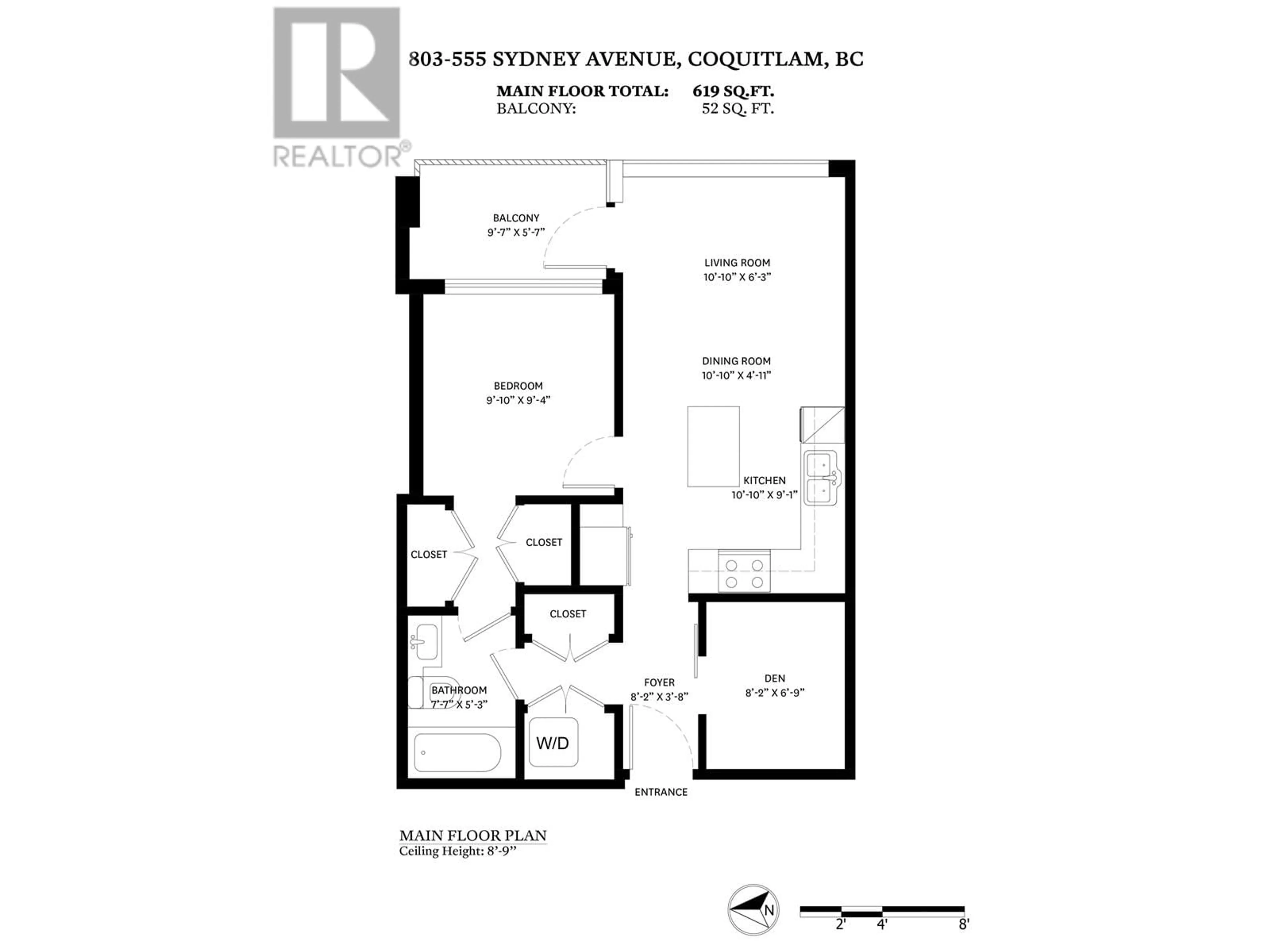 Floor plan for 803 - 555 SYDNEY AVENUE, Coquitlam British Columbia V3K0G5